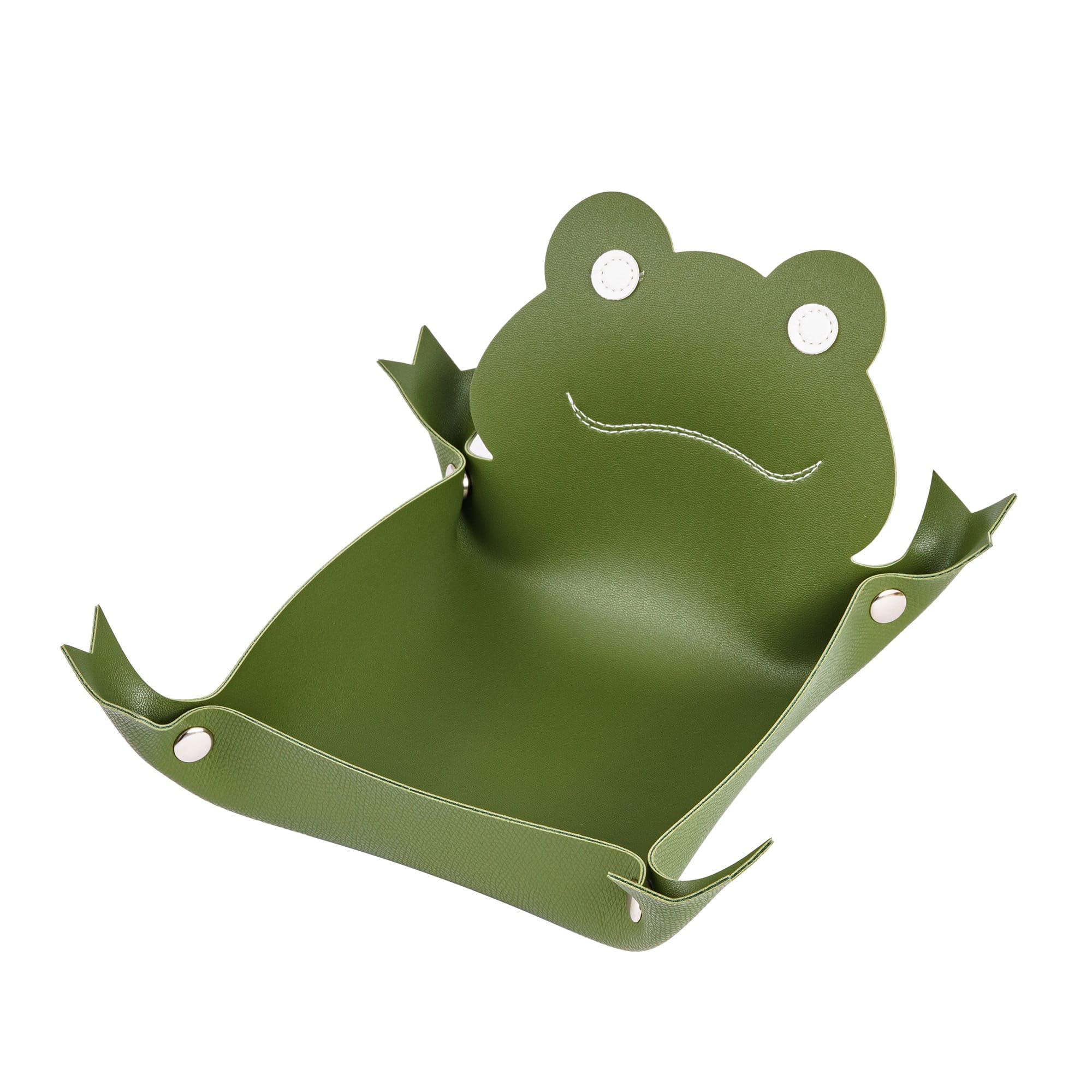 Premium Folding Leather Dice Tray for D&D - Portable Green Frog Design Dice Holder & Storage Organizer - Perfect for Tabletop RPG Games, Board Games, and Travel Gaming Accessories