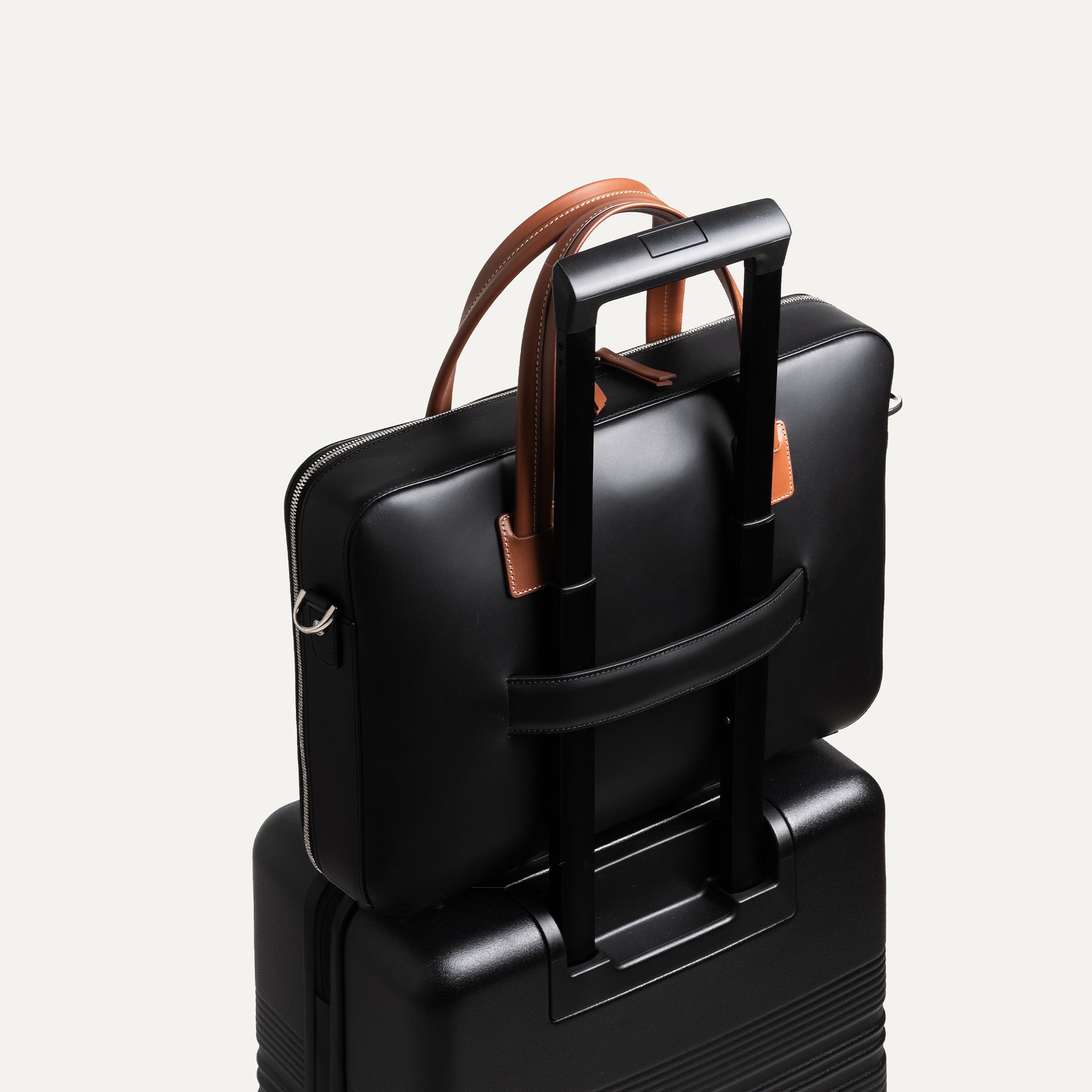 Alessandro II Genuine Leather Bag in Black & Cognac - Perfect for Work, Travel, and Everyday Use