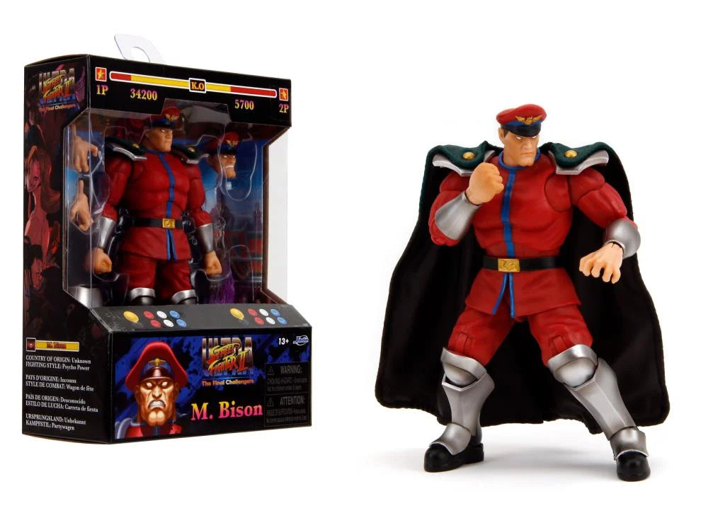 Ultra Street Fighter II: The Final Challengers M. Bison Action Figure - Collectible Video Game Character Toy for Fighting Game Fans - Perfect for Display, Gifts, and Gaming Room Decor
