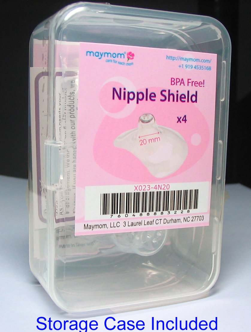 Maymom Nipple Shield for Breastfeeding - Small/Extra Small Size (4-Pack) with Reusable Storage Case - Thicker Design for Comfort & Protection - Ideal for New Moms & Nursing Mothers