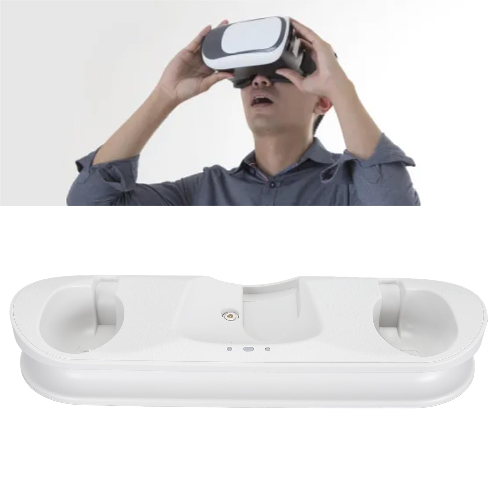 Fast Charging VR Headset & Controller Dock with LED Indicators, Rechargeable Batteries - Compatible with Meta Quest 2 & Accessories - Perfect for Gaming Setup & VR Accessories Organization