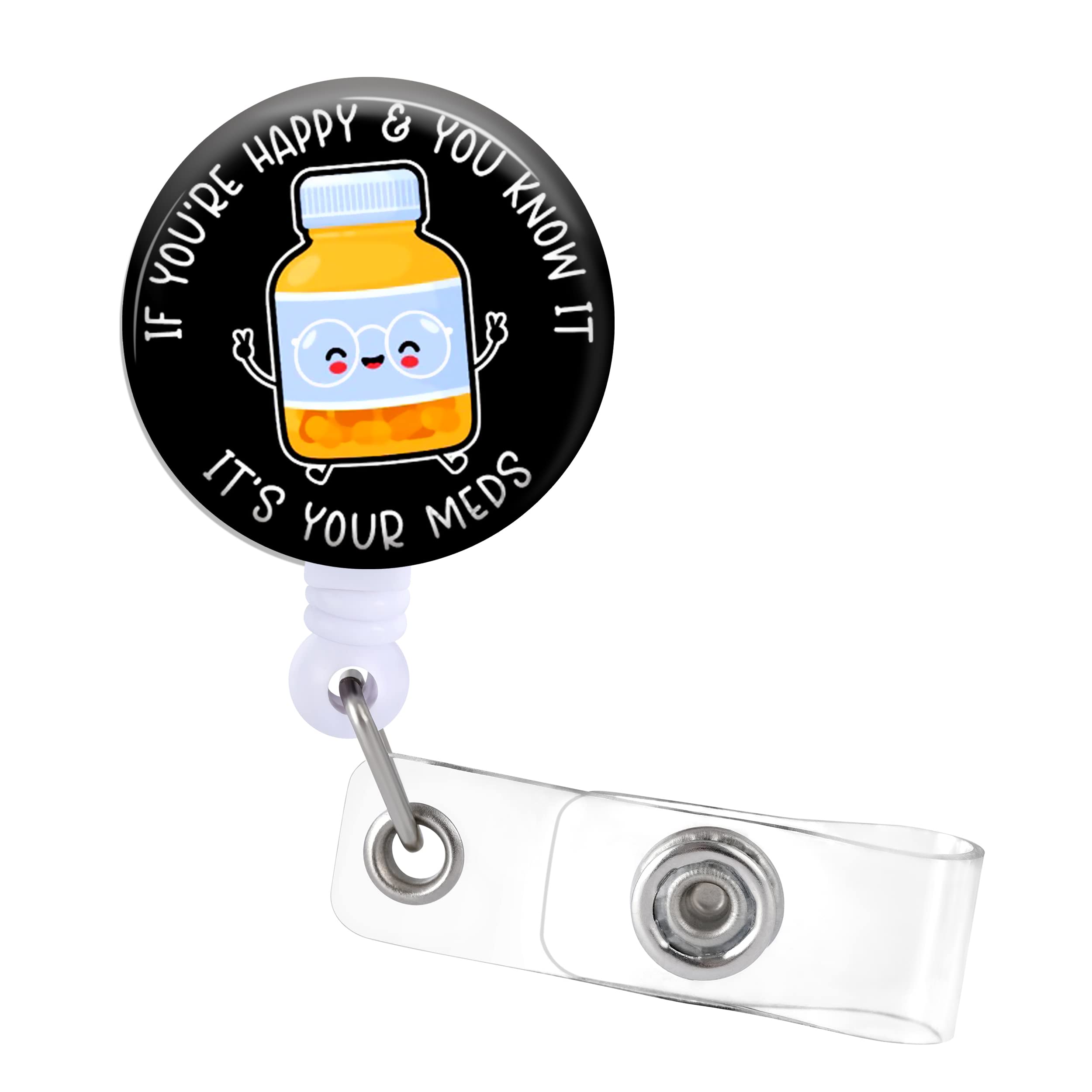 Retractable Badge Reel Holder with ID Clip - Nurse Name Tag Card for Medical Professionals, Teachers & Students | Funny Chill Pill Design | Perfect for Hospitals, Schools & Office Work (Model ZJK342)