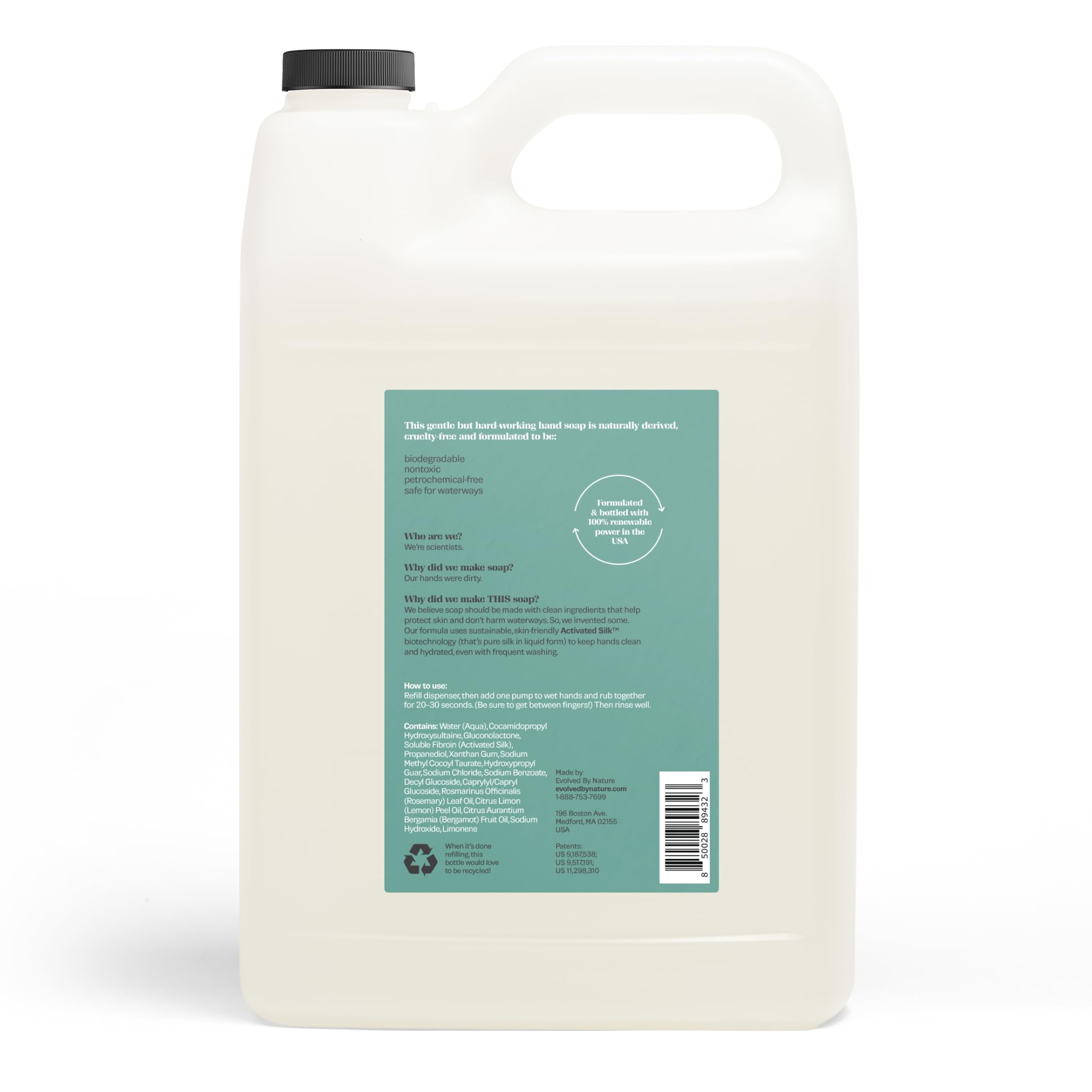 Evolved By Nature Liquid Hand Soap Refill - 128 Oz (Pack of 4) | Rosemary Lemon Scent | Biodegradable & Eco-Friendly Formula | Ideal for Home, Kitchen, Bathroom & Office Use