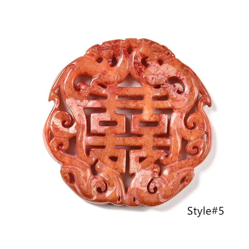 Hand Carved Orange Jade Pendant - 60-65mm Natural Stone Necklace Charm (7 Styles) - Perfect for Meditation, Yoga & Spiritual Jewelry Gifts