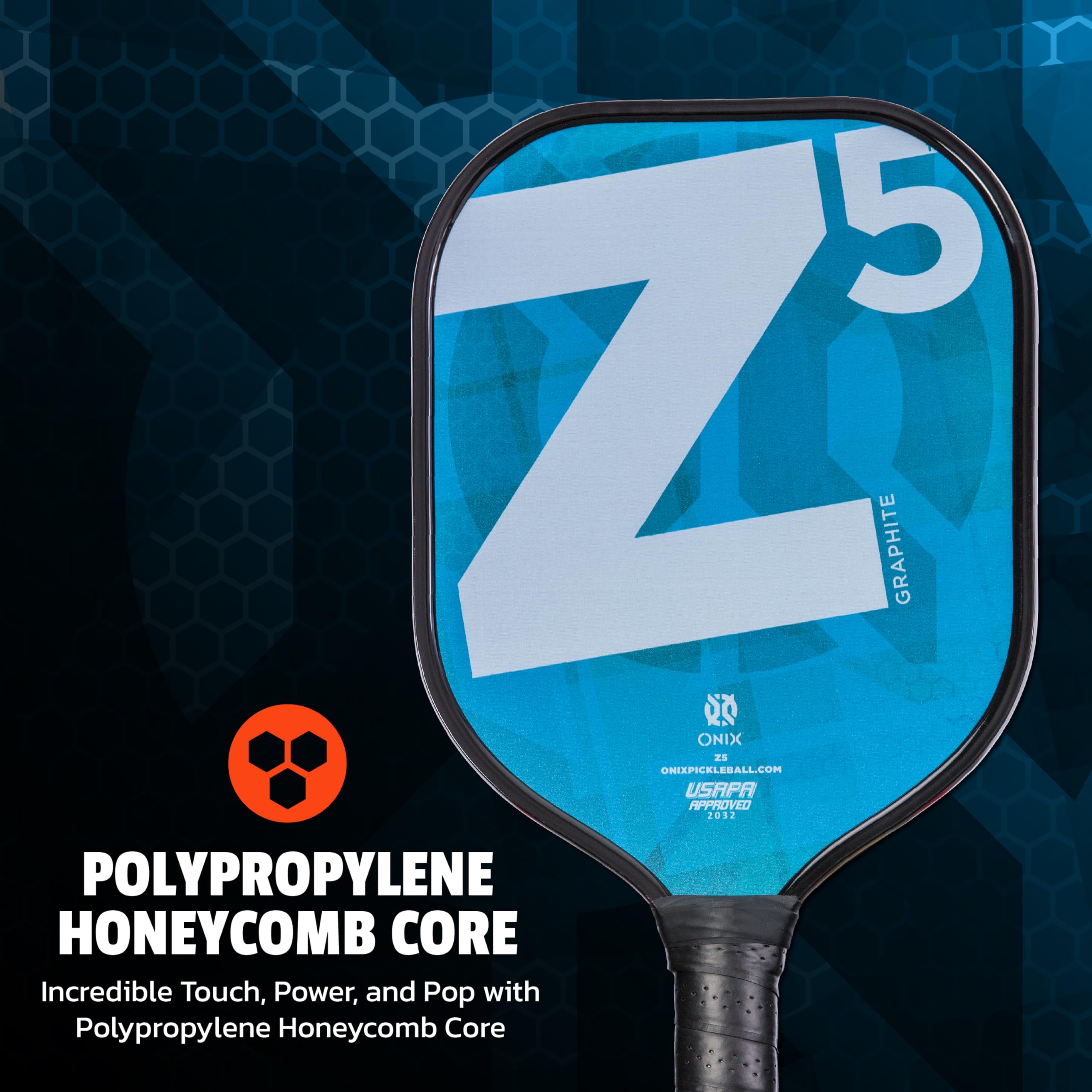 ONIX Graphite Z5 Carbon Fiber Pickleball Paddle with Cushion Comfort Grip - USAPA Approved for Tournament Play - Perfect for Indoor & Outdoor Pickleball Games