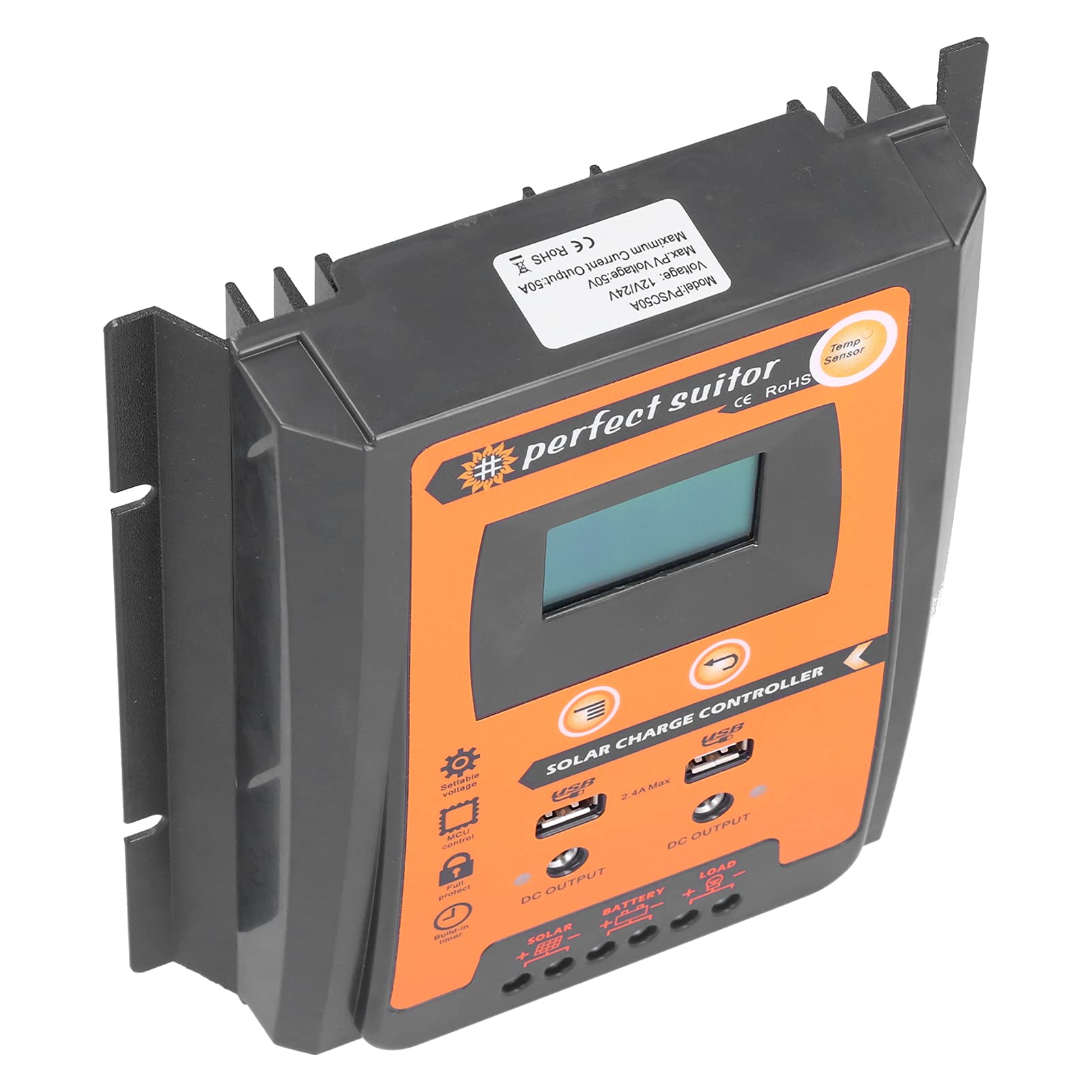 Solar Charge Controller with LCD Display & Circuit Protection for Home/Car/Industrial Use