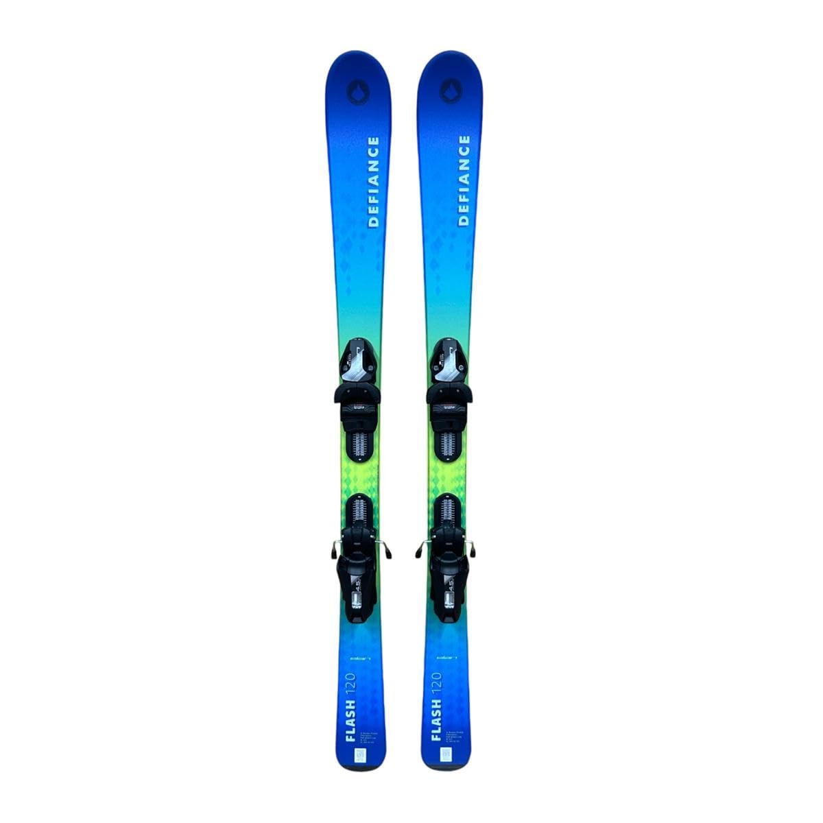 Defiance Flash JRS 4.5 Blue Kids Skis 2025 with Elan EL 4.5 Gripwalk Bindings - Perfect for Young Skiers Learning on Slopes & Family Winter Vacations