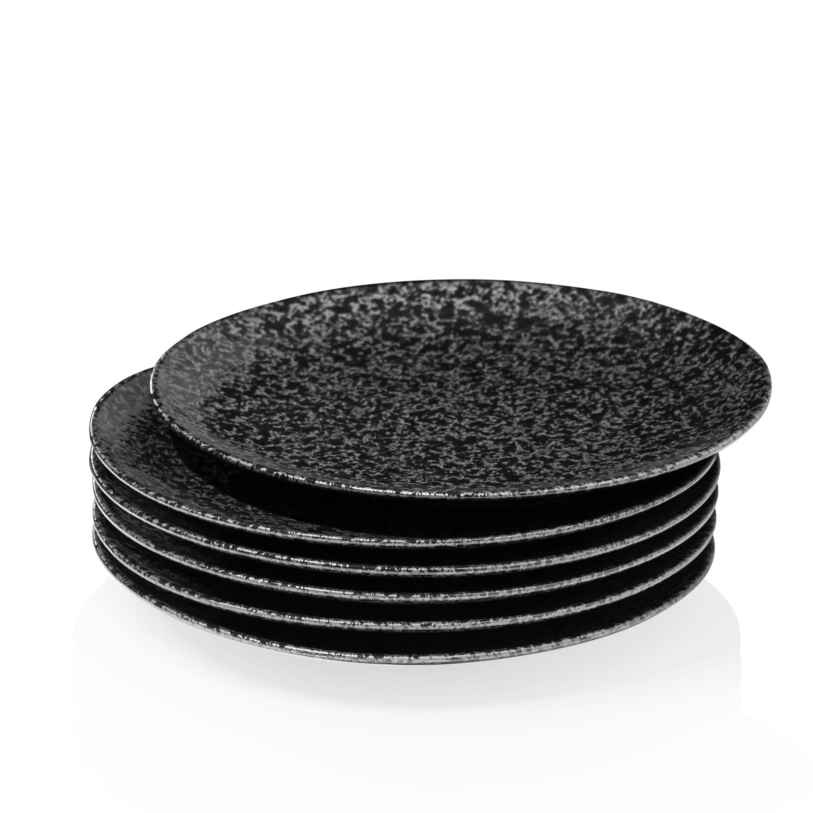 Kanwone 10 Inch Ceramic Dinner Plates Set of 6 - Round Black Glazed Plates for Steak, Pasta, Salad & Pizza | Microwave, Oven & Dishwasher Safe | Perfect for Restaurants, Dinner Parties & Everyday Dining