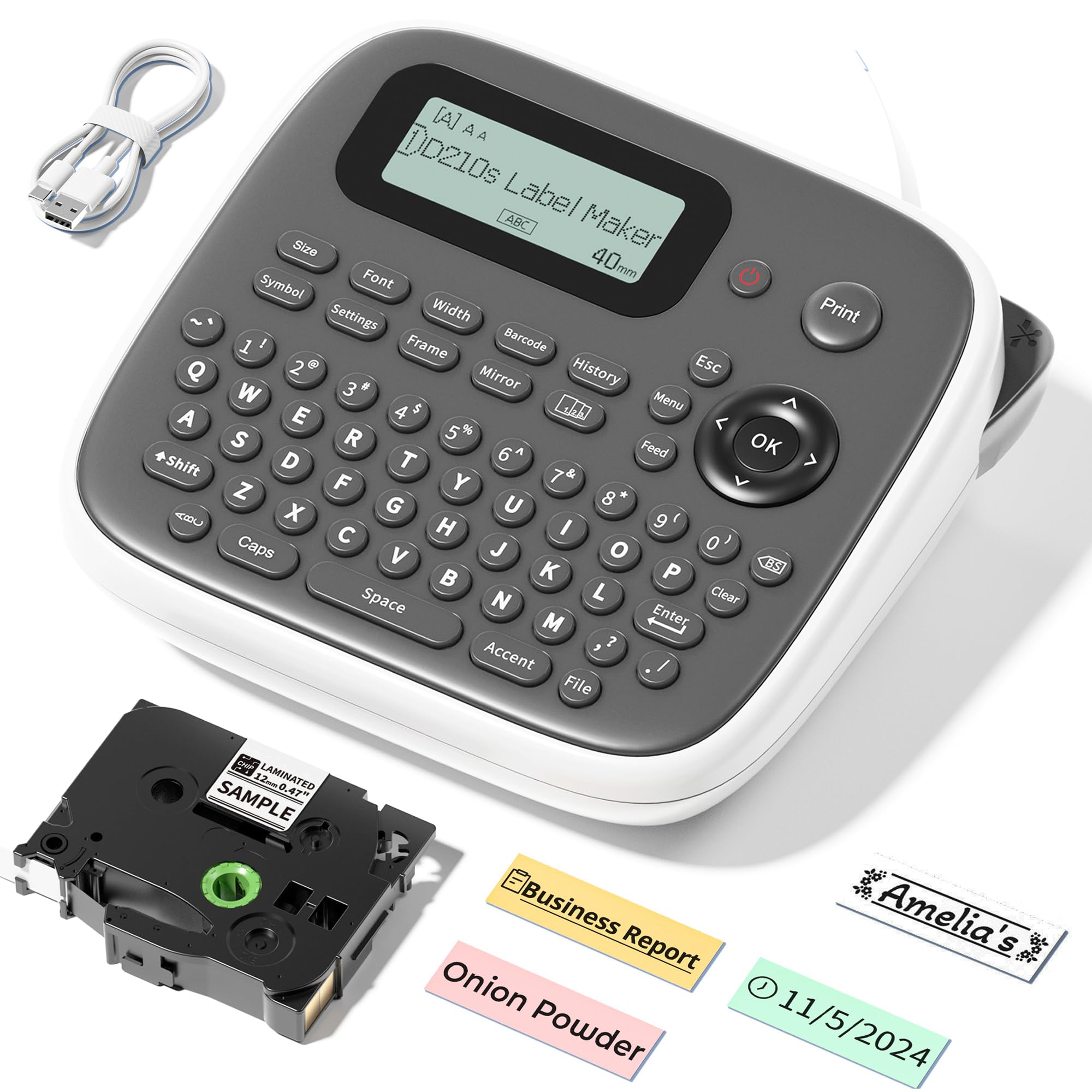 Portable Label Maker Machine with 12mm (0.47
