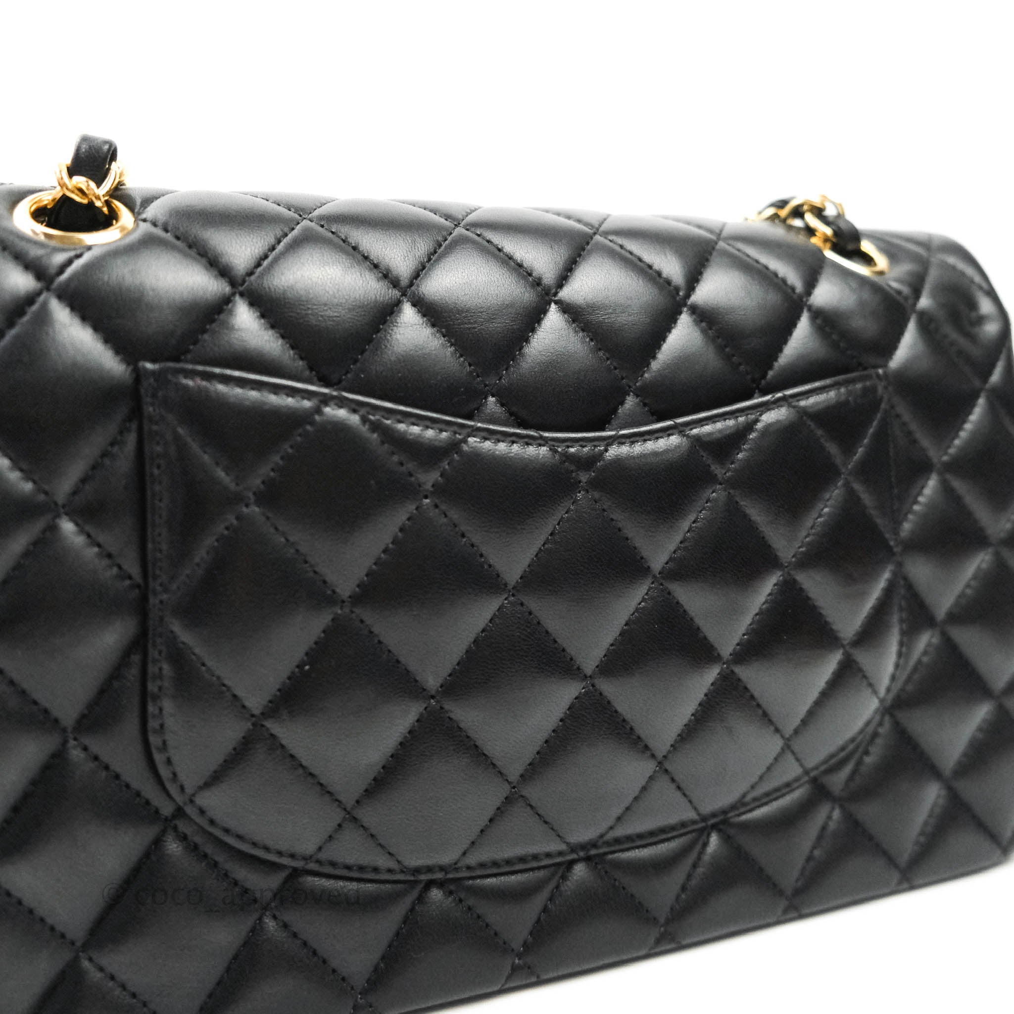Chanel Classic Flap Bag M/L Size - Black Lambskin Leather with Gold Hardware | Luxury Handbag for Women, Perfect for Evening Events & Daily Use
