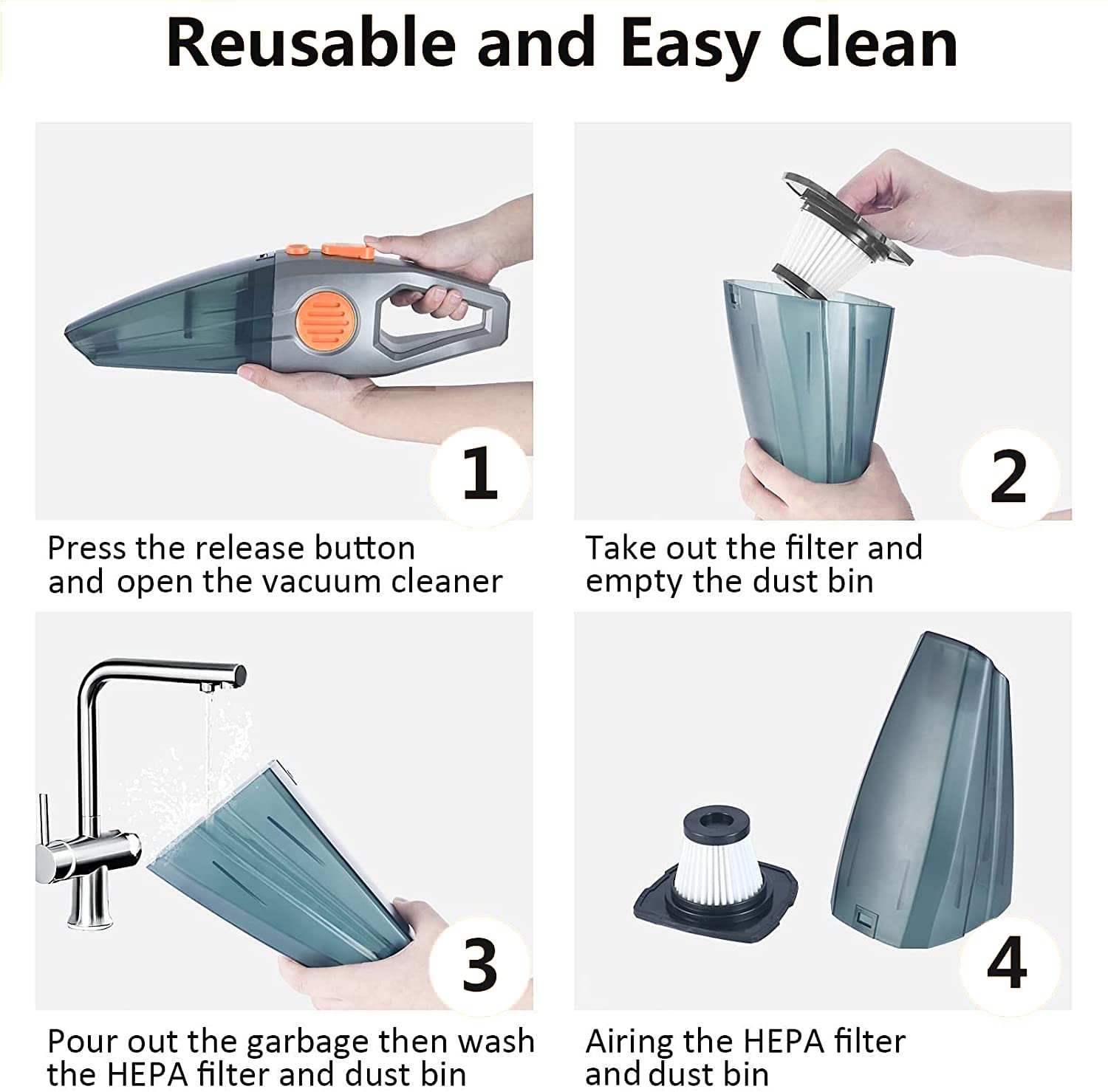 **Upgraded Cordless Handheld Vacuum Cleaner - 12000Pa-17500Pa Powerful Suction, Rechargeable for Car, Home, Office & Pet Hair - Wet & Dry Cleaning - Perfect for Travel, Quick Cleanups & Multi-Surface Use**