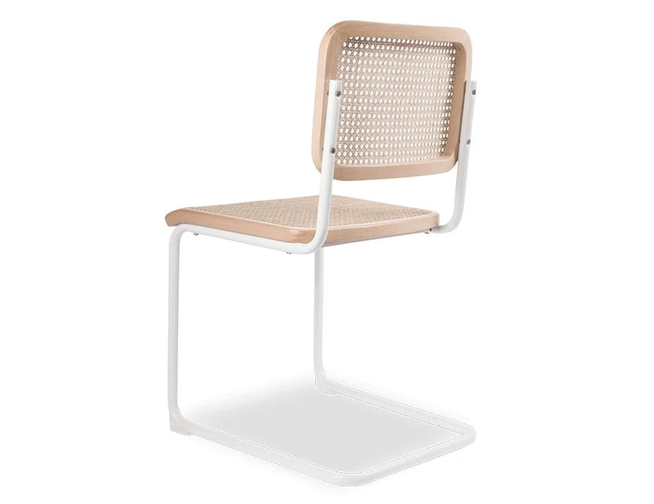 Calibre Chair - White Frame with Natural Cane Weave | Modern Wicker Dining Chair for Kitchen, Patio & Outdoor Use