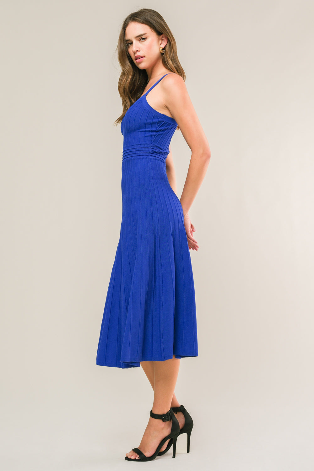 Breezy Walks Blue Knit Cami Dress - Women's Summer Casual Sleeveless Mini Dress for Beach, Vacation, and Date Night