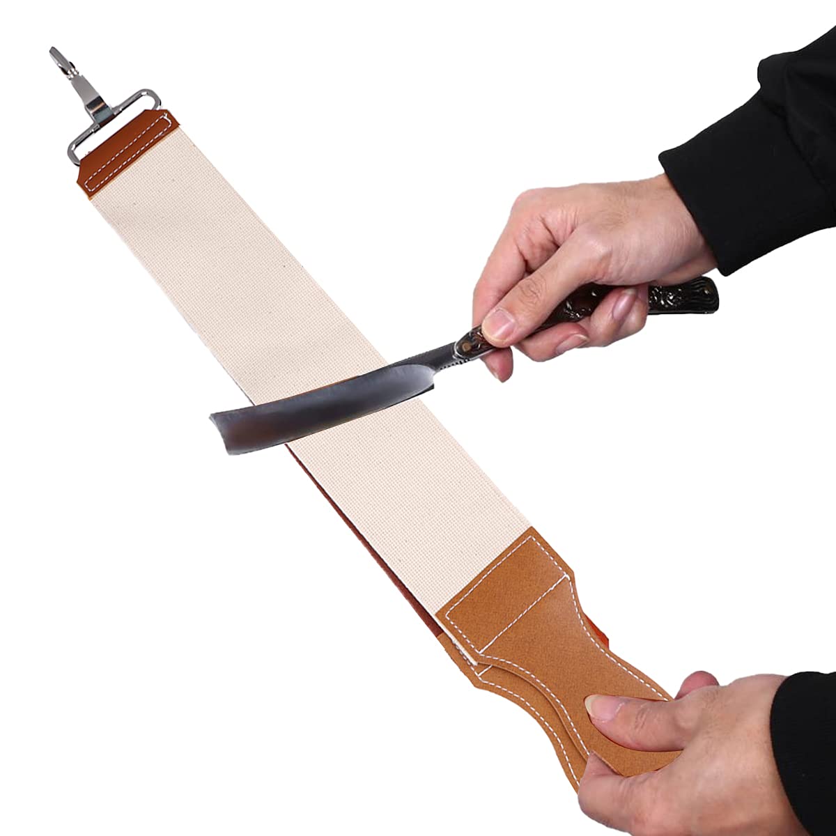 Double-Layer Leather Razor Strop for Barber & Shaving - Professional Sharpening Strap for Straight Razors & Knives - Perfect for Home & Professional Grooming