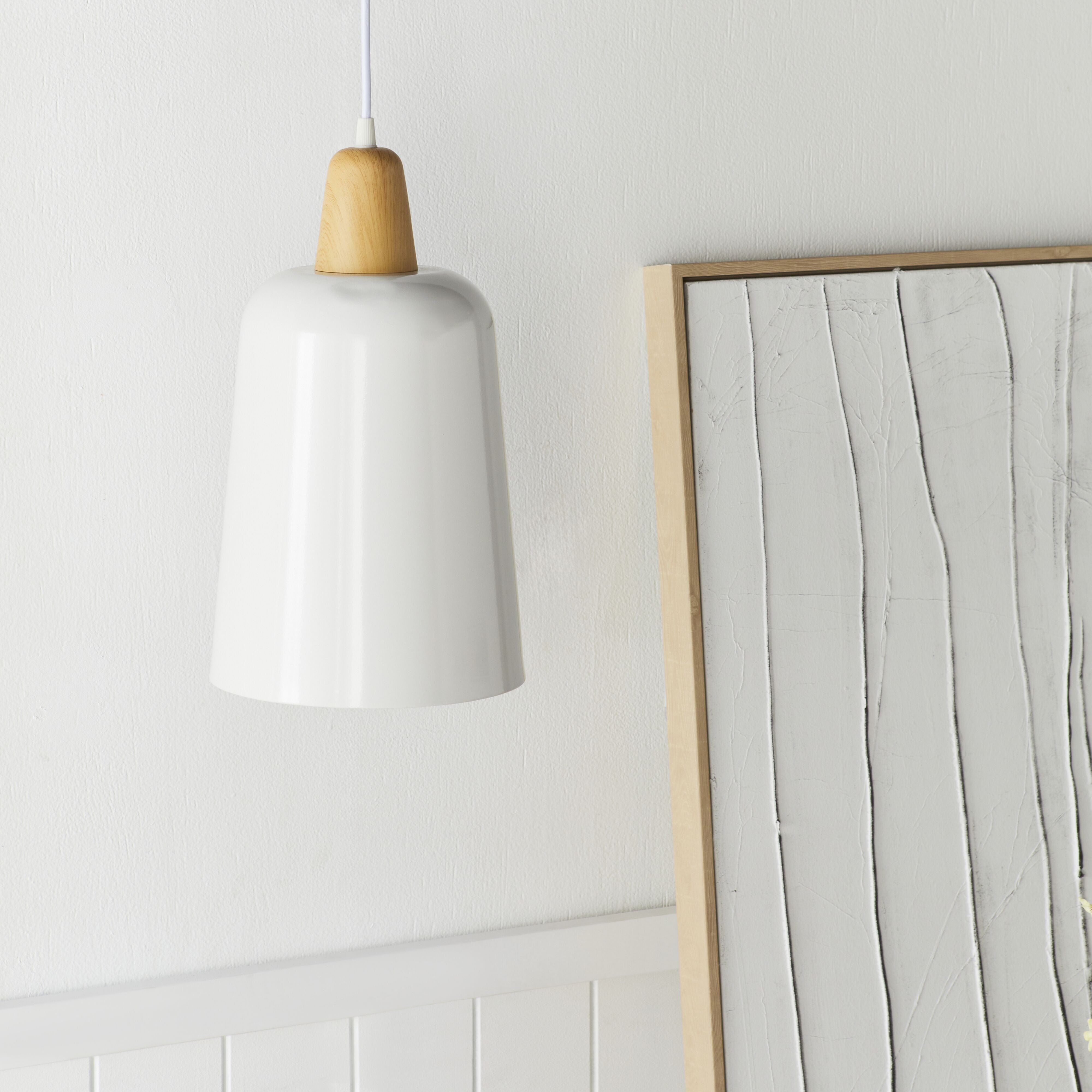Belgrave Pendant Light Fixture - 34x20cm Modern White Glass Ceiling Lamp for Dining Room, Kitchen Island & Bedroom Lighting | Dimmable LED Chandelier