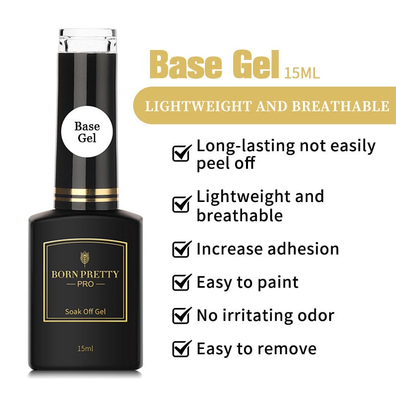 Born Pretty Black Gold Series Base Coat Nail Polish - 15ml Long-Lasting Chip-Resistant Formula for Professional Salon & Home Manicures