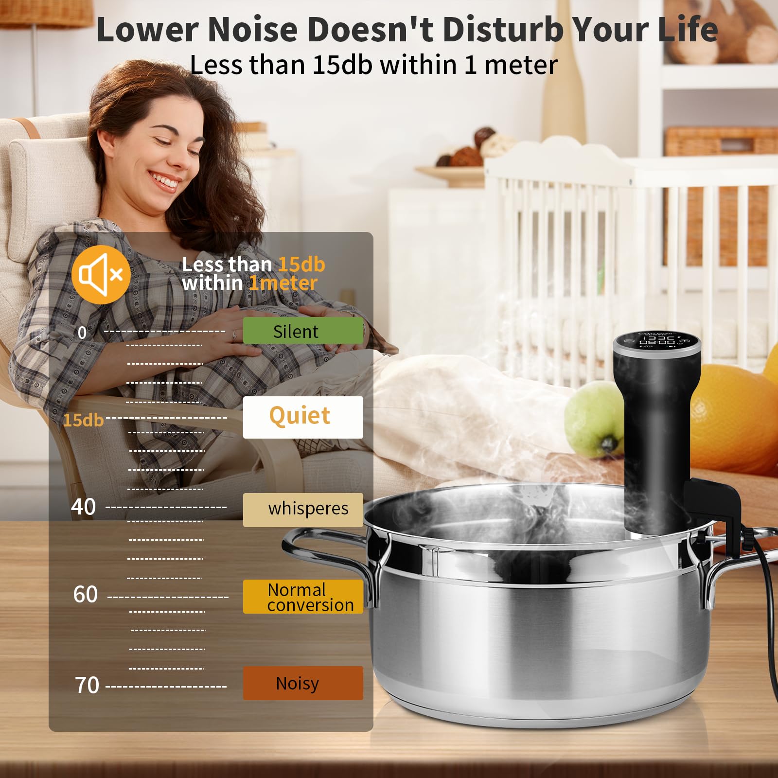 Precision Sous Vide Cooker 1000W - Immersion Circulator with Digital Timer & Temperature Control - Quiet Waterproof Sous Vide Machine for Steak, Chicken, Fish - Includes Free Cookbook - Perfect for Home Chefs & Professional Kitchens