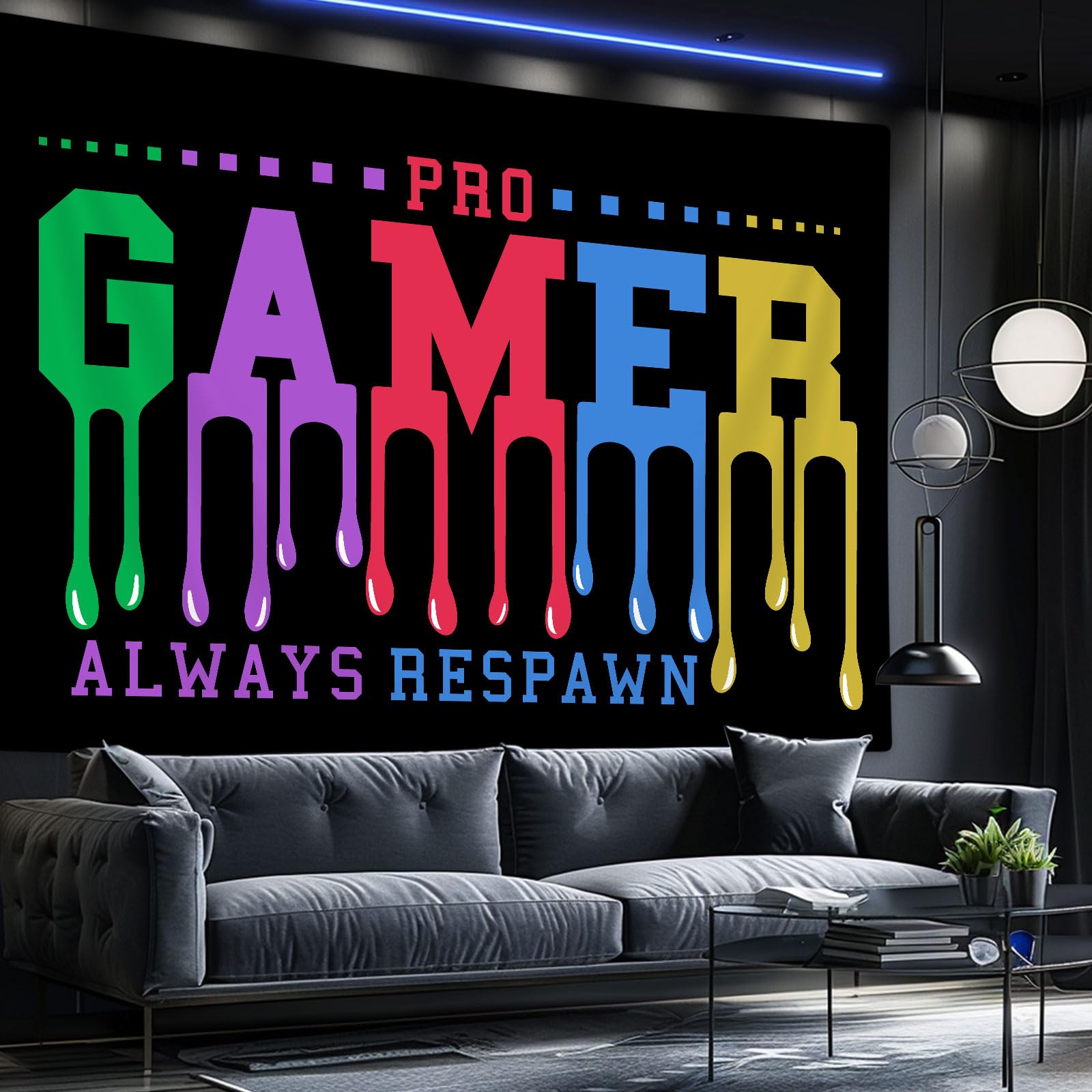 Cool Gamer Tapestry Wall Art - 60x40 Inches Black Gaming Poster for Game Room, Bedroom & Dorm Decor | Perfect for Boys Room, Living Room & Home Theater Setup