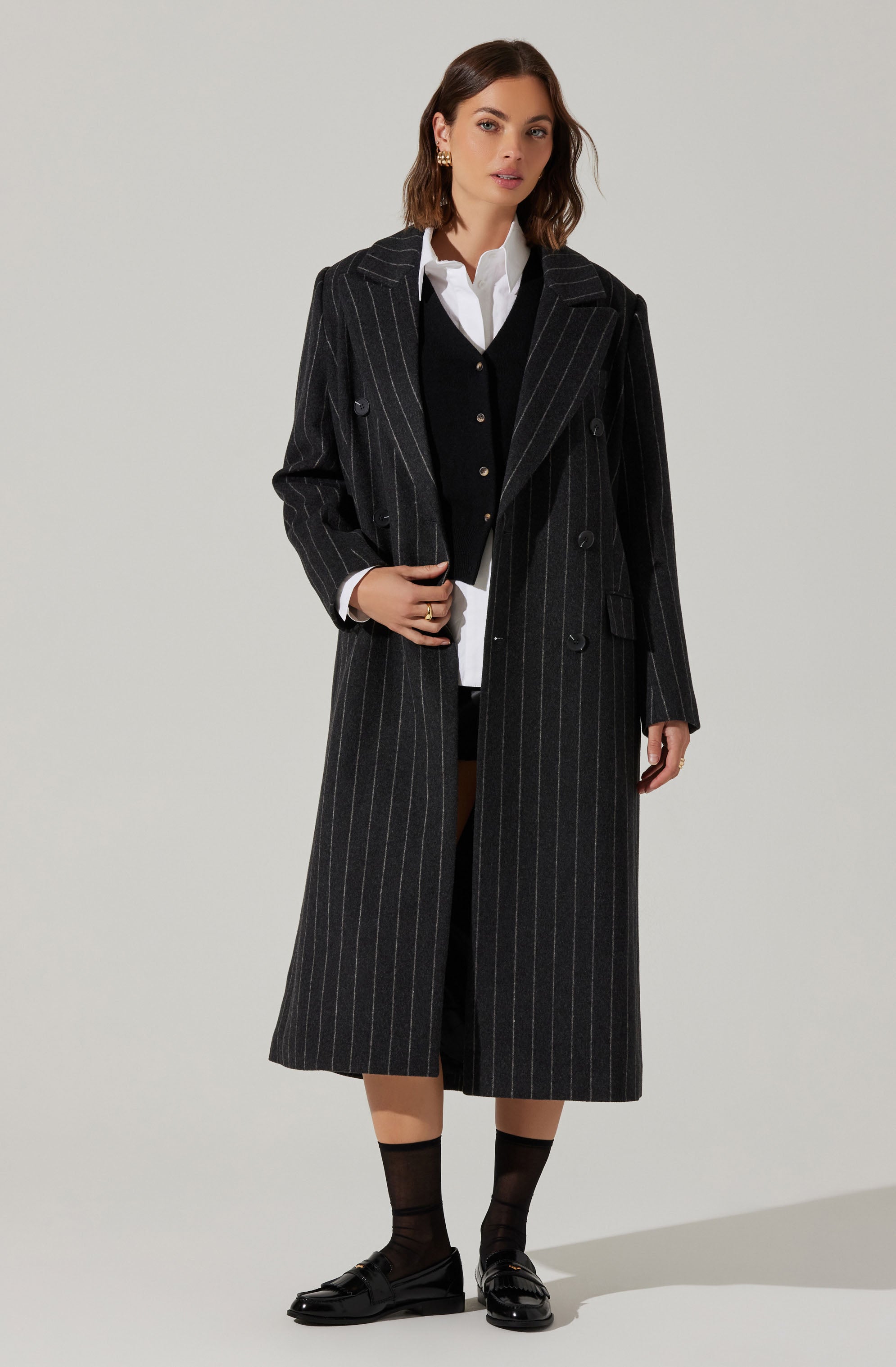 Stylish Morana Pinstripe Tailored Coat for Women | Elegant Business & Formal Wear | Perfect for Office, Interviews & Special Occasions