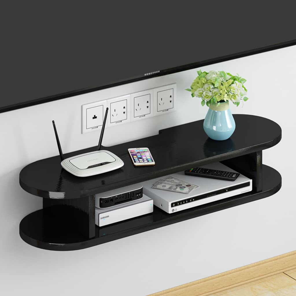 Solid Wood WiFi Router Shelf - Multimedia Storage Organizer for Set-Top Box, DVD Player & Audio Equipment - Compact TV Stand Decor for Small Apartments - Perfect for Living Room & Bedroom Organization (Home Theater Setup, Streaming Device Storage)