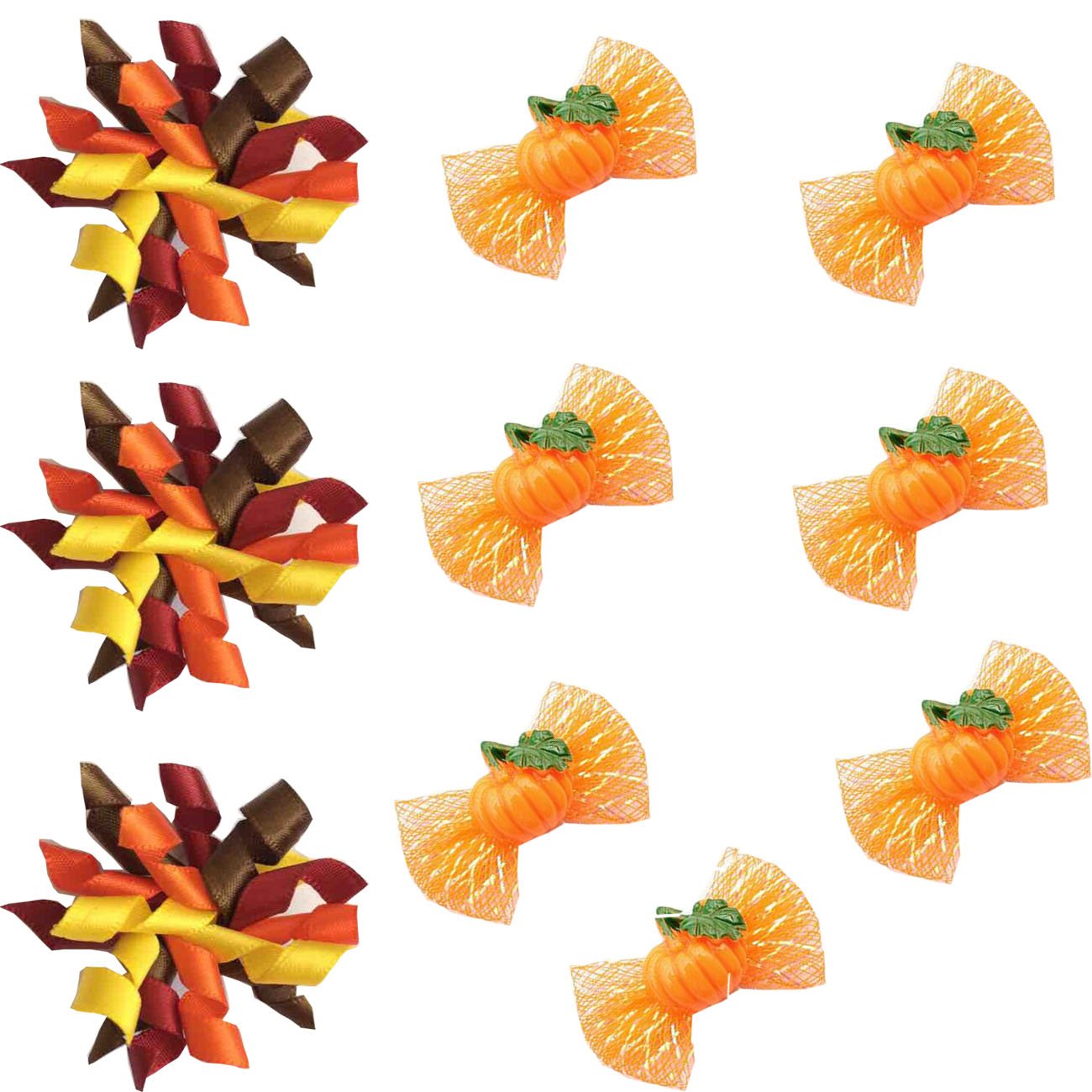 20pcs Dog Hair Bows for Halloween & Thanksgiving - Pumpkin Pet Accessories for Autumn Parties