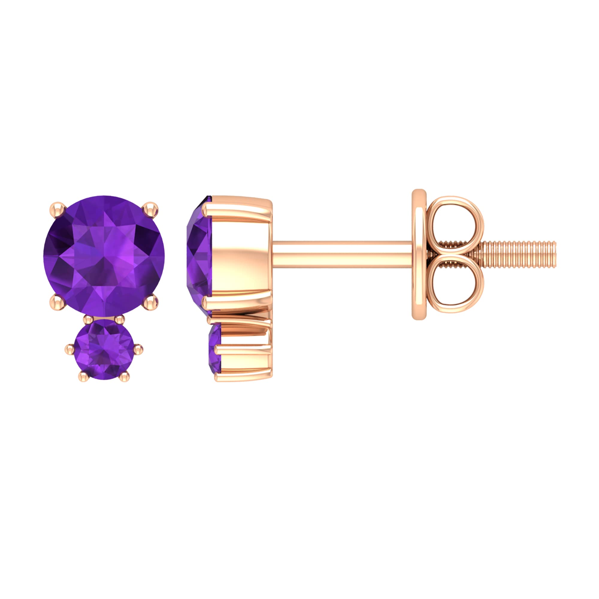 1/2 CT Amethyst Stud Earrings for Women - 14K Solid Gold Minimalist Violet February Birthstone Jewelry | Perfect for Everyday Wear, Gifts & Special Occasions
