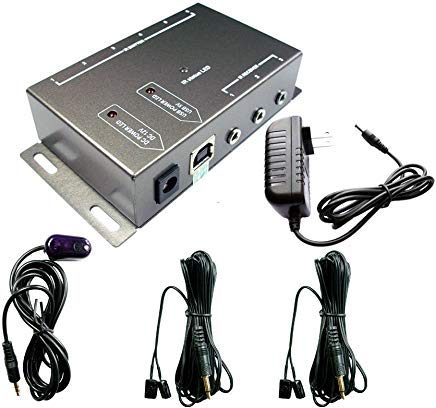 IR Receiver Accessories for IR Repeater Kit - 2 Dual Head Gray Infrared Repeater Extender - Perfect for Home Theater, Smart TV & Audio System Remote Control Extension