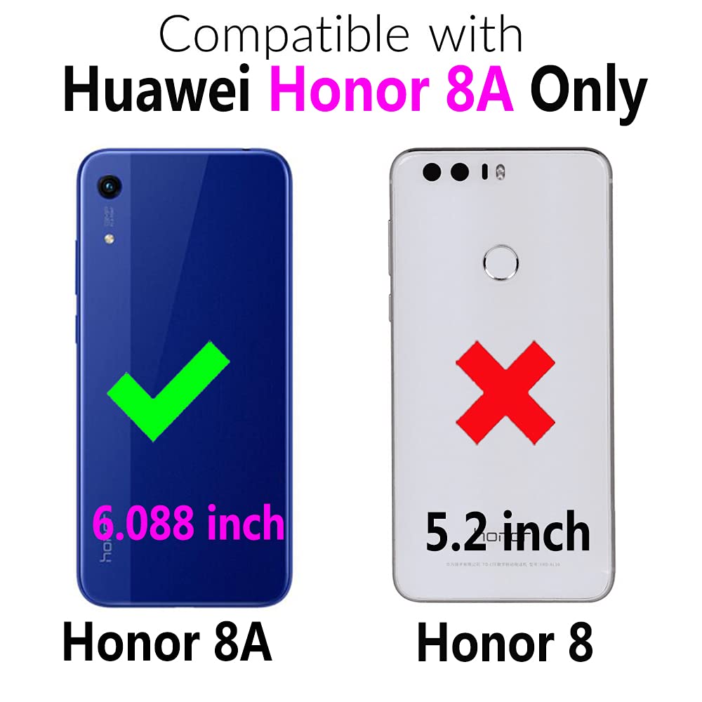 Premium Leather Wallet Case with Wrist Strap & Card Holder - Compatible with Huawei Y6 2019/Honor 8A/Y6 Prime 2019 (Rose Gold) | Flip Cover Stand Case for Daily Use, Travel & Business Meetings