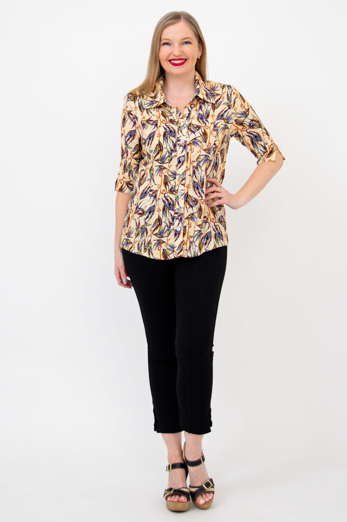 Lorine Blouse for Women - Alma Style Linen Bamboo Blend Top - Perfect for Casual Outings & Summer Vacations