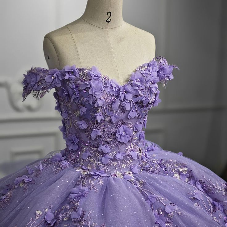 Lavender Quinceañera Dresses with 3D Flower Appliques - Elegant Prom Gown J4935 for Sweet 16, Homecoming & Special Occasions