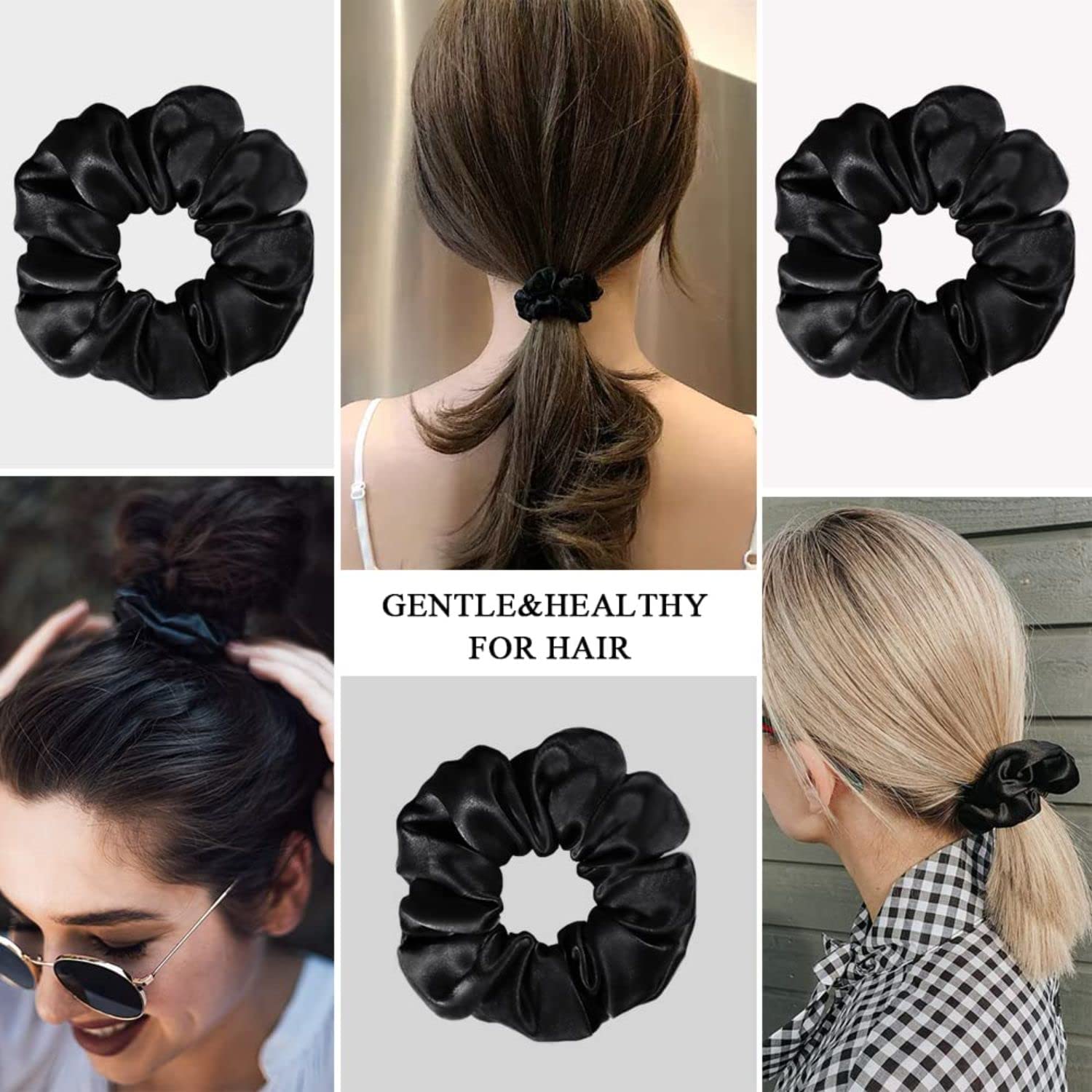Premium Black Velvet Hair Scrunchies (12-Pack) - Soft & Stylish Hair Accessories for Women - Perfect Gift for Wife, Mom, Friend - Great for Work, Gym, and Everyday Use