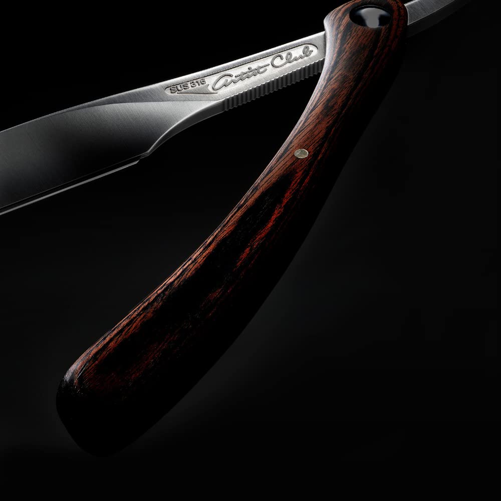Feather Artist Club Wood DX Folding Handle Razor - Premium Japanese Straight Razor for Men's Shaving & Grooming - Perfect for Barbershop & Home Use
