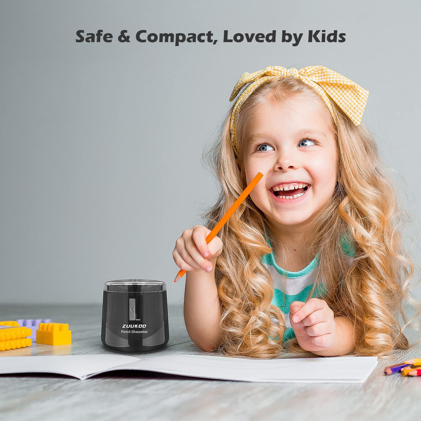 Zuukoo Electric Pencil Sharpener - Battery Powered for Kids & Artists - Home & School Use