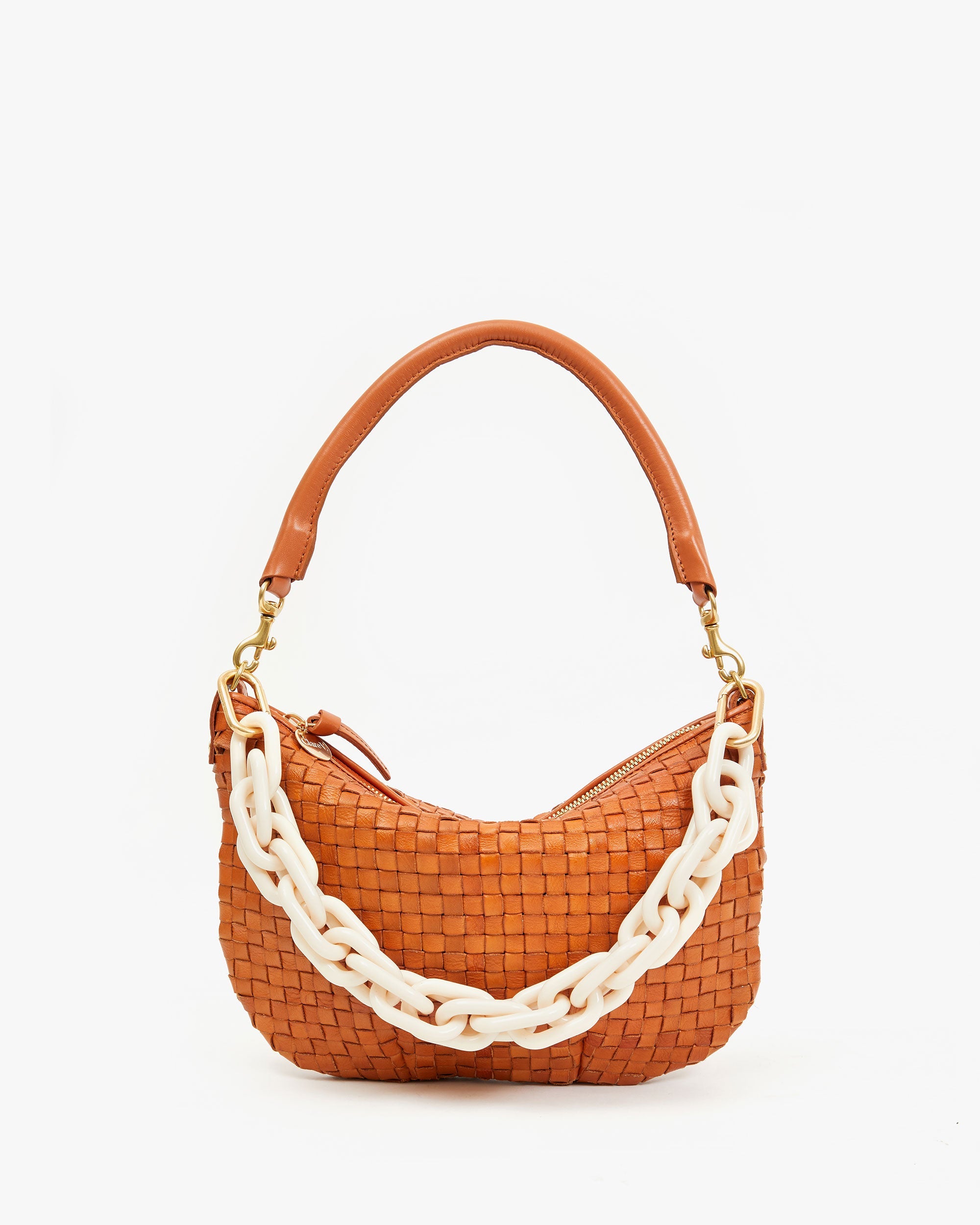 Petit Moyen Natural Woven Checker Pattern Zipper Pouch - Perfect for Travel, Makeup & Daily Essentials Organization