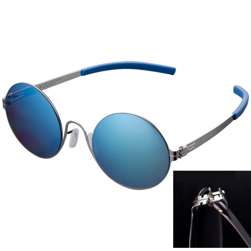 Aimee Unisex Full Rim Round Screwless Stainless Steel Sunglasses 9318 - UV Protection, Lightweight & Durable - Perfect for Driving, Beach, Outdoor Activities & Fashion Accessories
