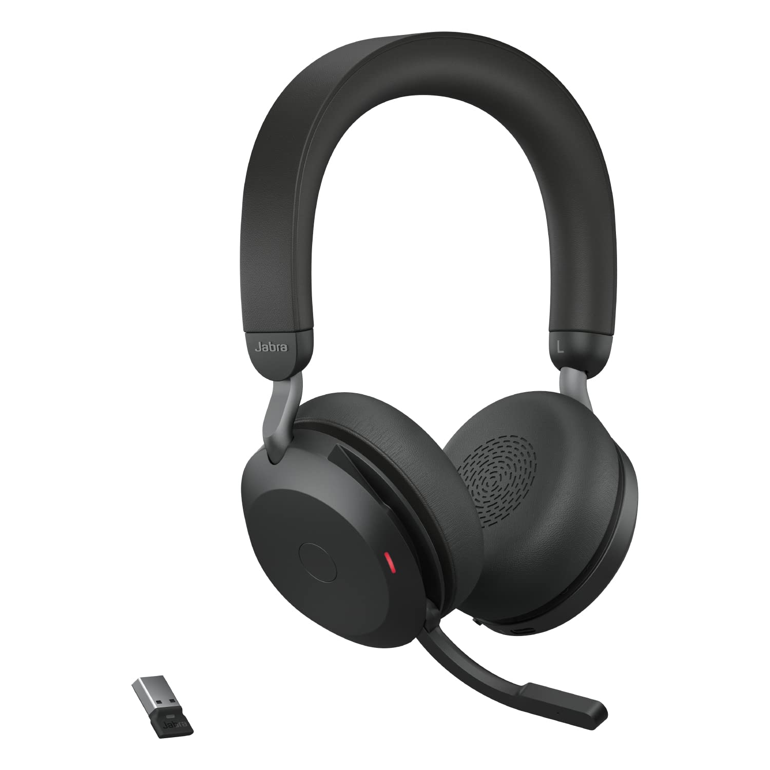 Jabra Evolve2 75 Wireless PC Headset with 8-Microphone Technology - Adjustable ANC Stereo Headphones, USB-A Bluetooth Adapter & UC Compatible - Black - Perfect for Home Office, Remote Work & Video Conferencing