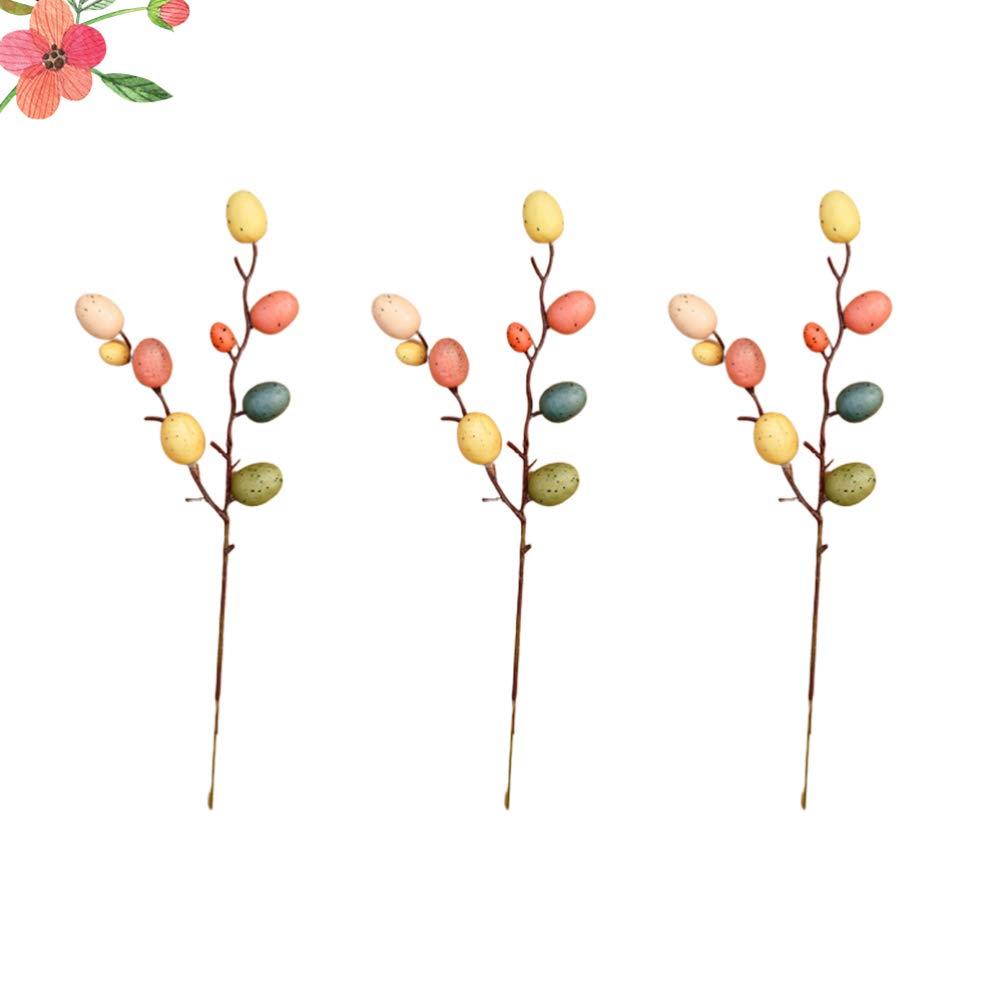 Holibanna 3-Piece Easter Egg Tree Branches - Floral Arrangement Decor with Hand-Painted Foam Eggs for Spring Party, Home & Living Room - Perfect for Easter Decorations, Table Centerpieces, and Seasonal Home Styling
