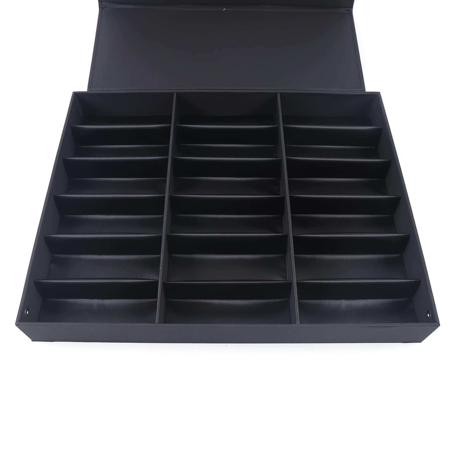 YIYIBYUS 18-Slot Sunglasses Display Case - Eyewear Organizer & Storage Tray for Jewelry, Watches - Black Stand Function - Perfect for Retail Stores, Boutiques & Home Organization