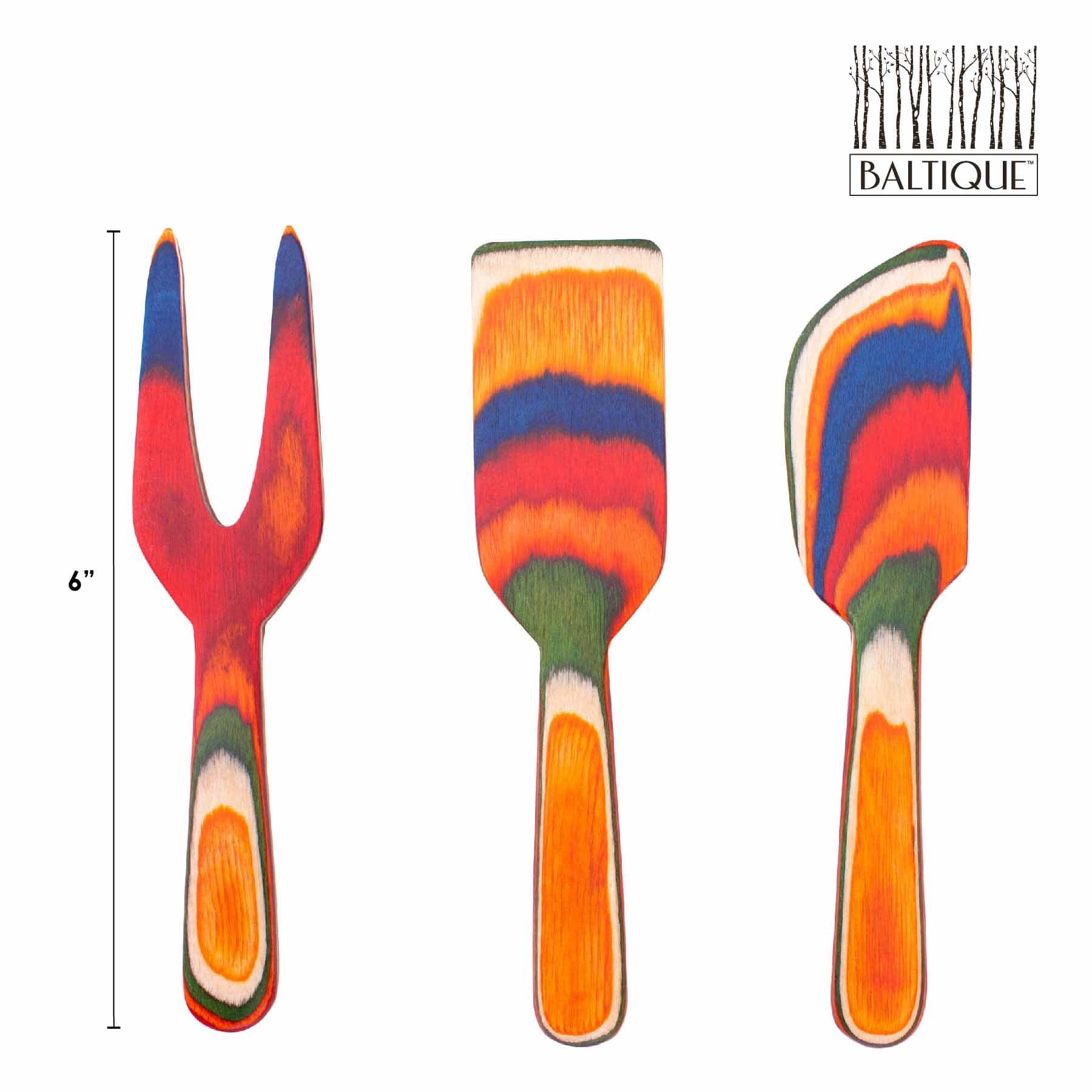 Baltique® Marrakesh Collection 3-Piece Cheese Knife Set - Stainless Steel Cheese Slicer, Spreader & Fork - Perfect for Wine Parties, Charcuterie Boards & Gourmet Cheese Tasting