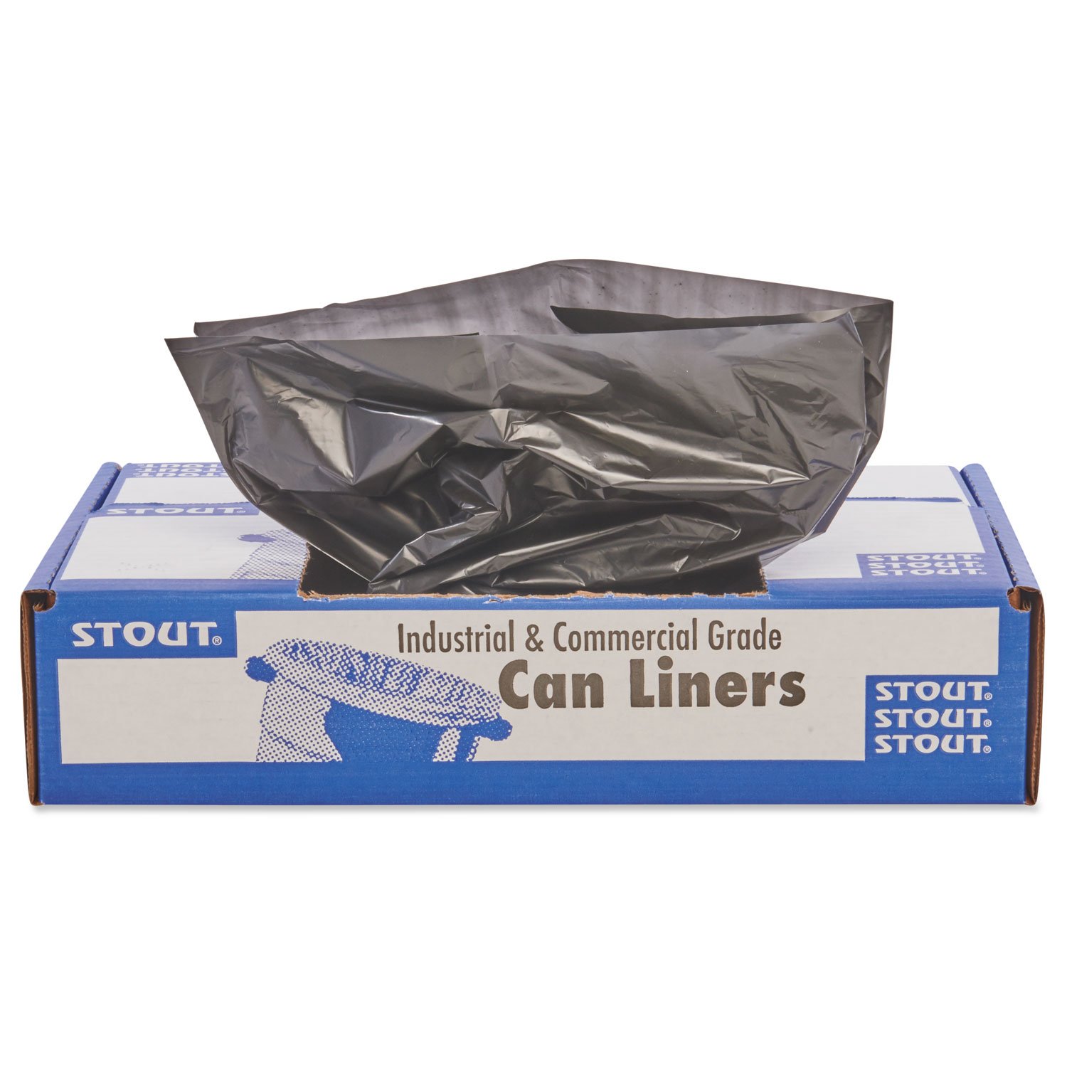 Stout T4048B15 100% Recycled Plastic Trash Bags 40-45 Gallon 1.5 Mil Thick 40x48 Inches Brown/Black - 100 Count - Heavy Duty for Home, Office & Outdoor Waste Disposal
