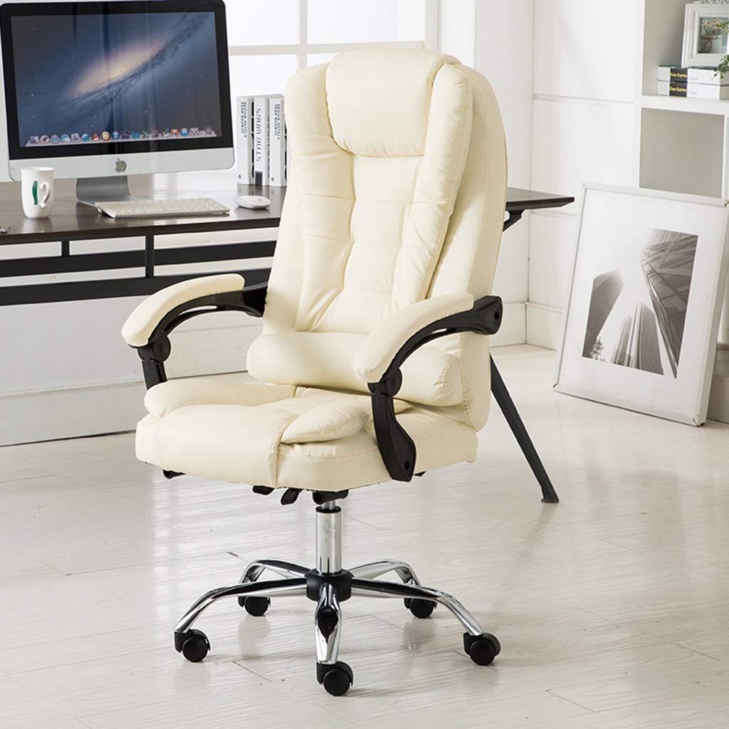 Ergonomic Leather Office Chair - Adjustable Swivel Reclining Computer Desk Chair with Lift Function for Home Office, Reception & Executive Use (Brown) - Perfect for Long Work Sessions, Video Conferences & Professional Workspaces