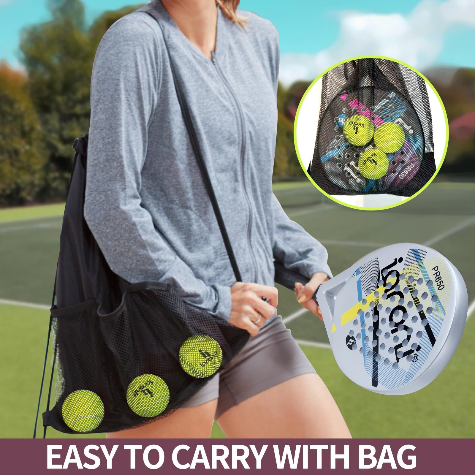 Premium Carbon Fiber Padel Racket with EVA Memory Flex Foam Core - Lightweight Tennis Paddle for Competitive Play & Training | Perfect for Padel Courts & Backyard Games