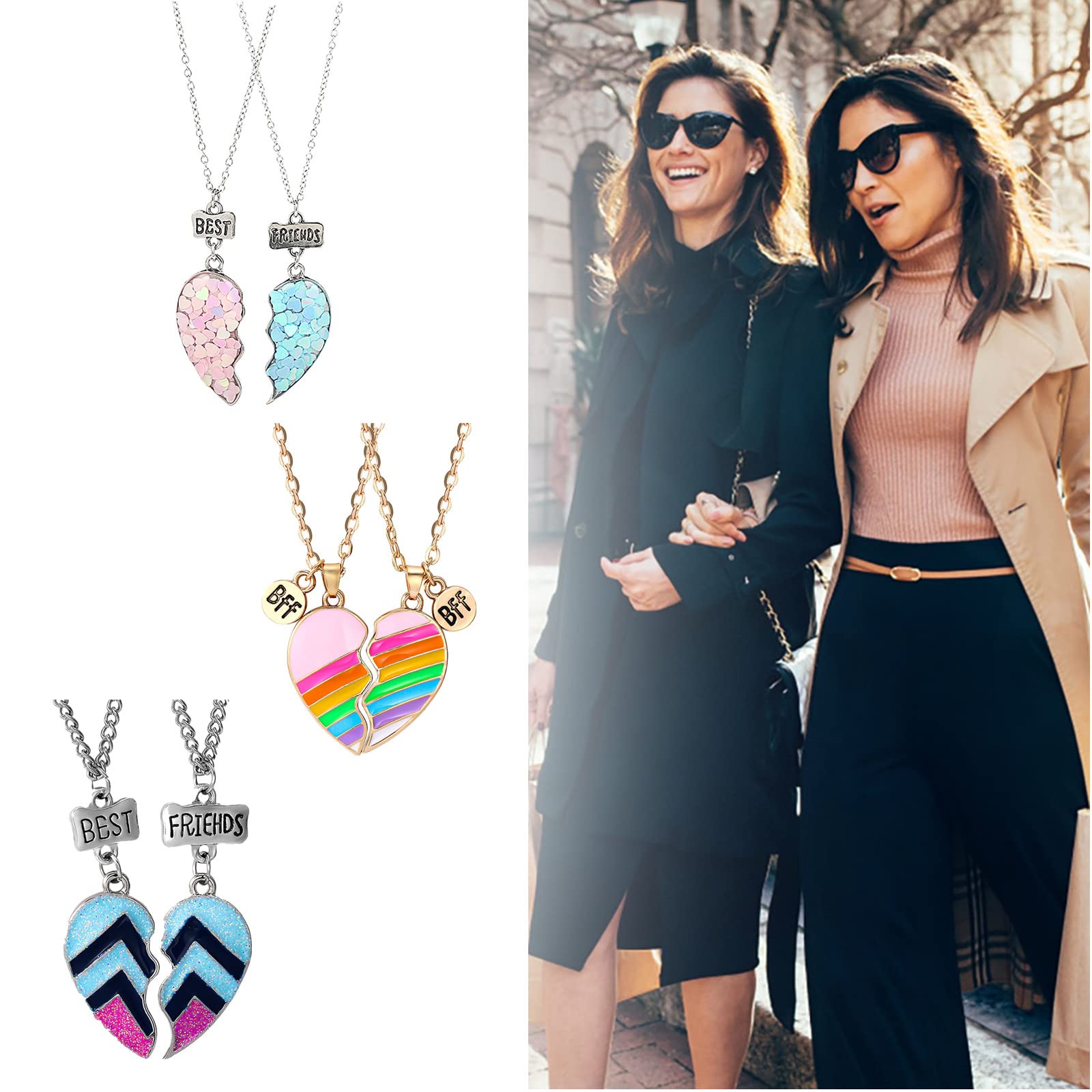 Best Friend Necklaces for 2 Girls - Matching BFF Jewelry Set for Couples, Friendship Gifts, Graduation Gifts, Long Distance Gifts - Perfect for Anniversaries, Birthdays & Special Occasions