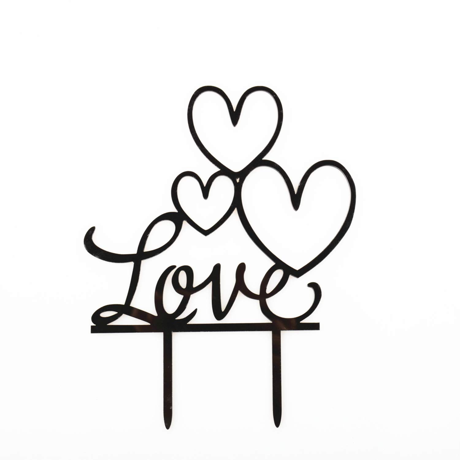 Zaza LOVE Monogram Wedding Cake Topper - Acrylic Black Cake Decoration for Weddings, Engagements, Anniversaries & Bridal Showers - 5.5
