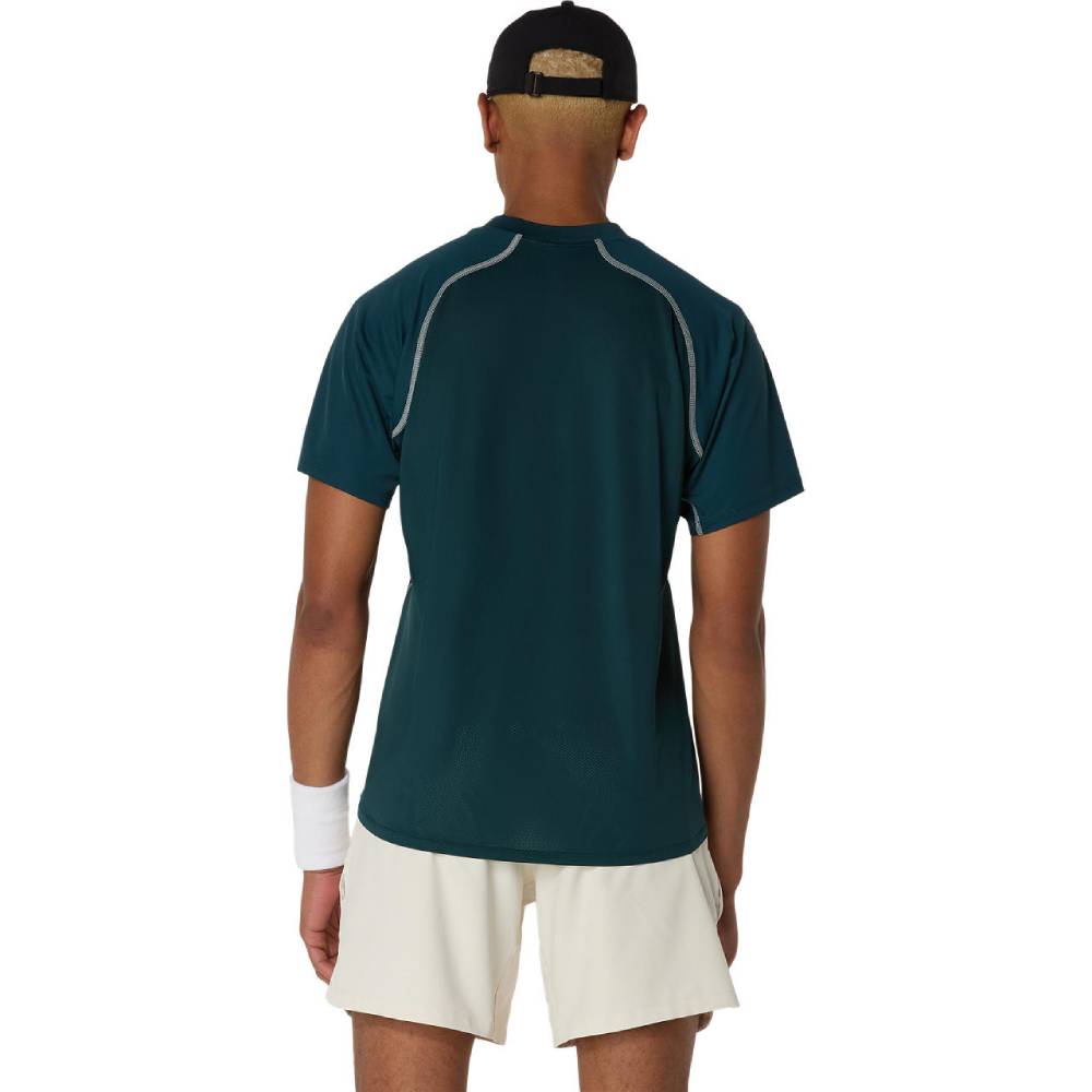 ASICS Men's Match Actibreeze Polo Shirt - Breathable Golf & Tennis Shirt with Moisture-Wicking Technology - Saxon Green - Ideal for Sports, Casual Wear & Outdoor Activities