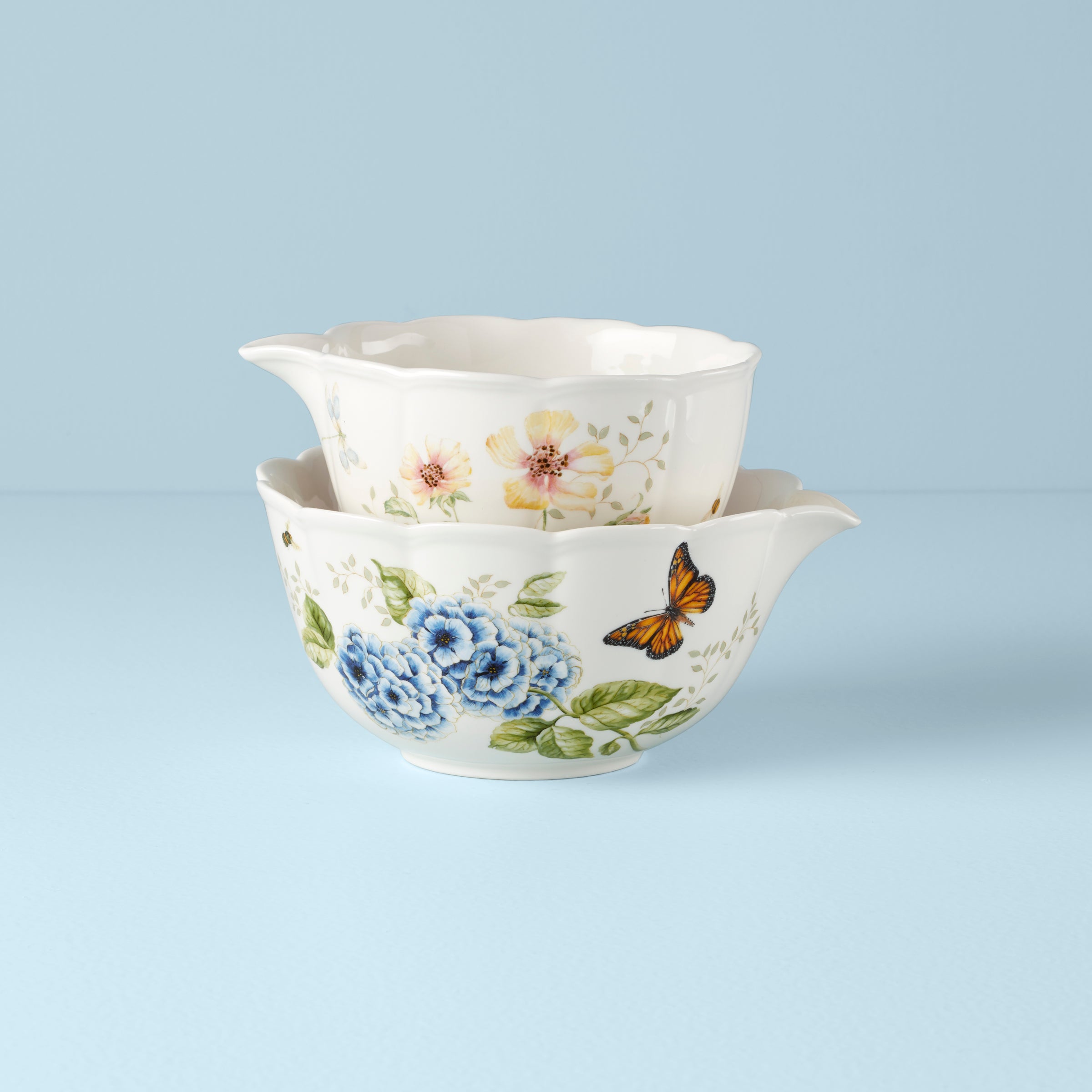 Butterfly Meadow 2-Piece Nesting Bowl Set - Durable Stackable Mixing Bowls for Baking, Cooking & Food Prep - Perfect for Kitchen, Picnics & Entertaining