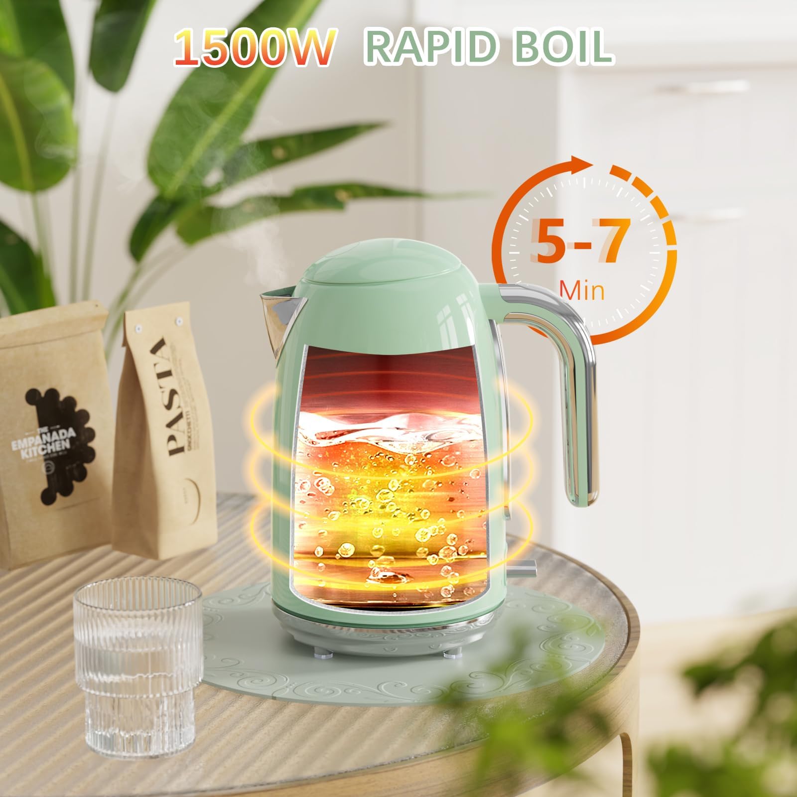 8-in-1 Automatic Nut Milk Maker & Electric Tea Kettle - Fast Almond Soy Oat Milk Machine with Self-Cleaning for Home Kitchen, Perfect for Vegan Dairy-Free Drinks & Herbal Tea Brewing