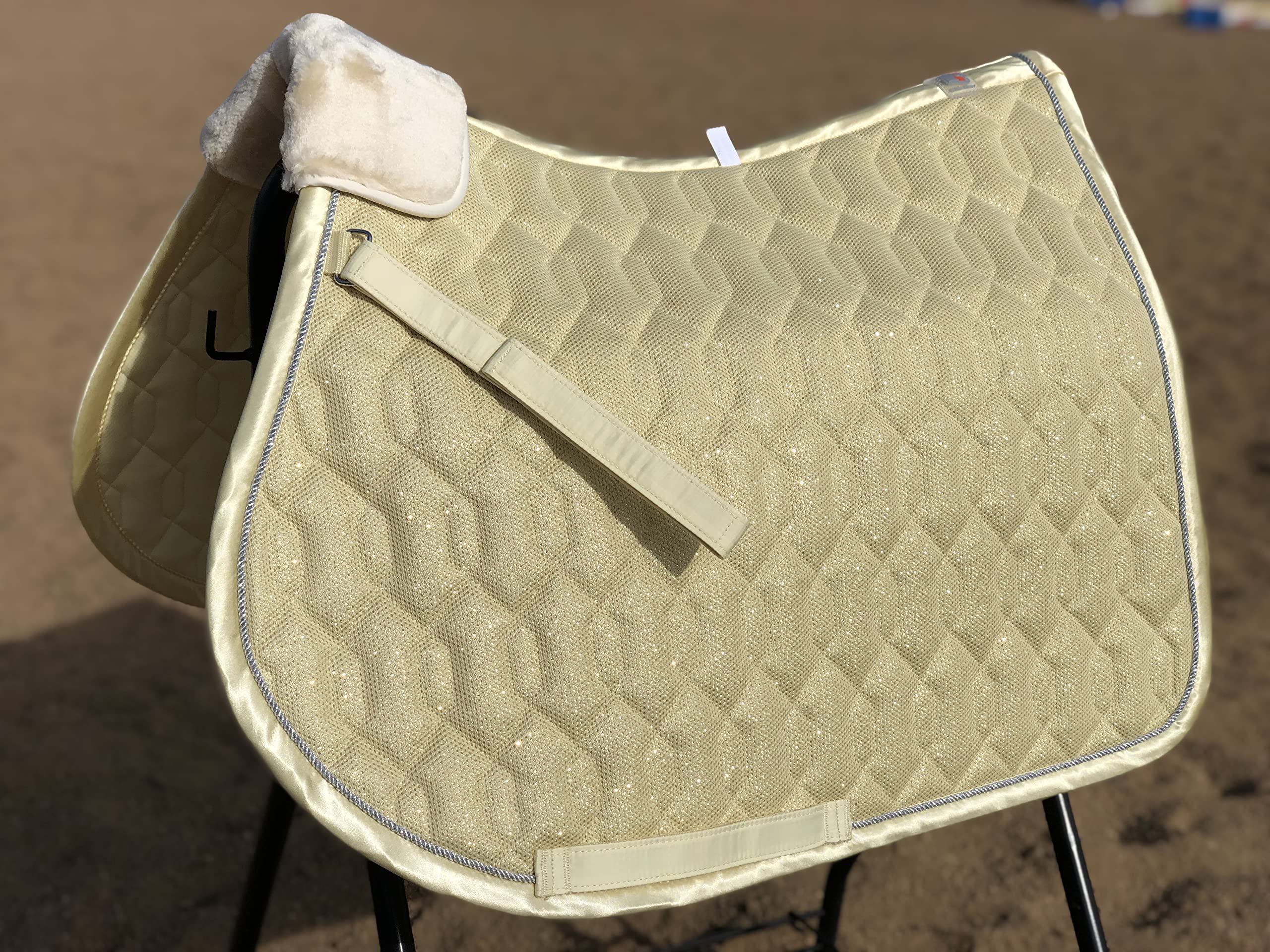 Glitter Mesh Dressage Saddle Pad for Horses - Full & Pony Size - Breathable All-Purpose Riding Pad for Training, Shows & Competitions - Perfect for Equestrian Events & Daily Riding