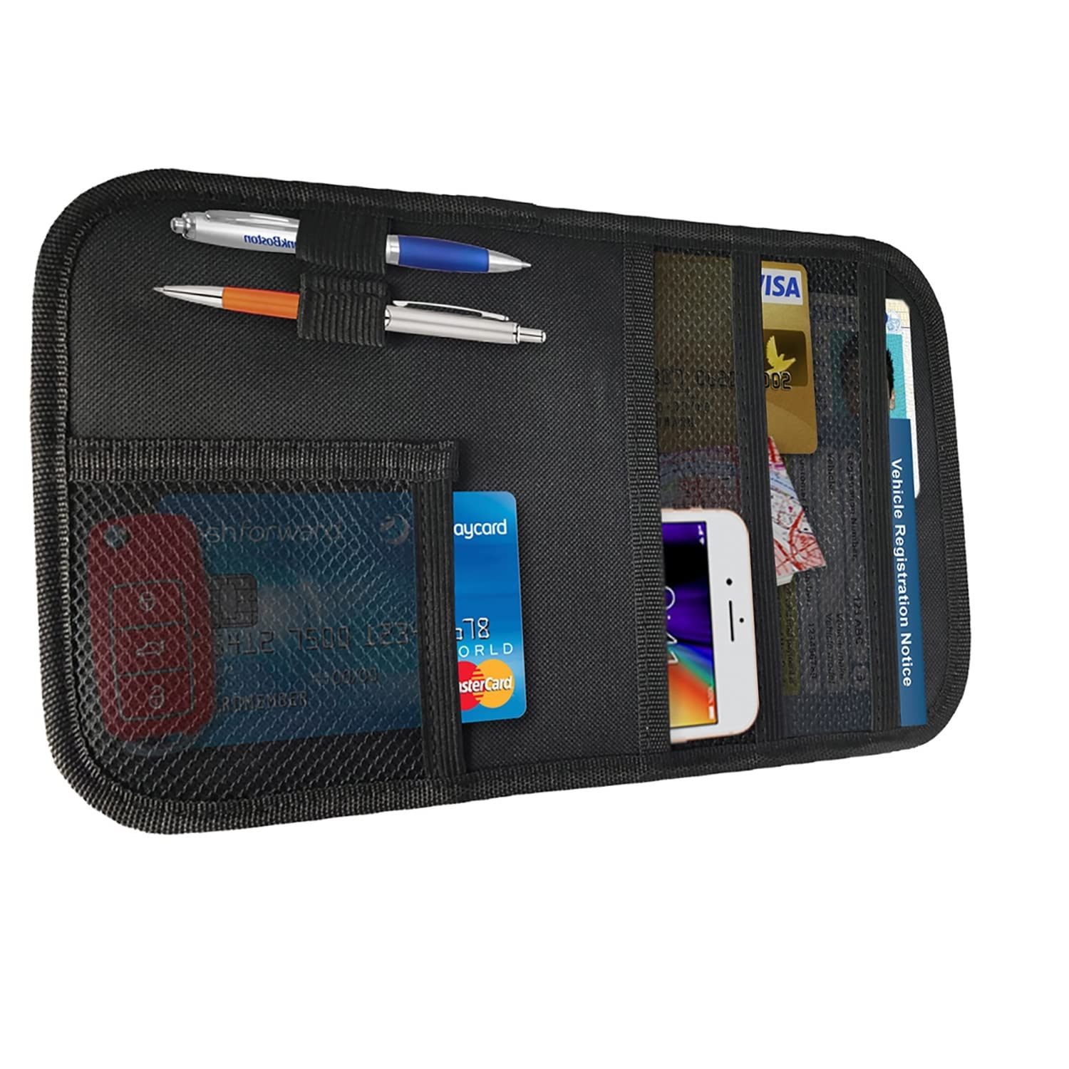 Lebogner Car Sun Visor Organizer - Auto Interior Accessories Pocket Storage for Documents, Registration & Personal Belongings | Perfect for Road Trips & Daily Commute