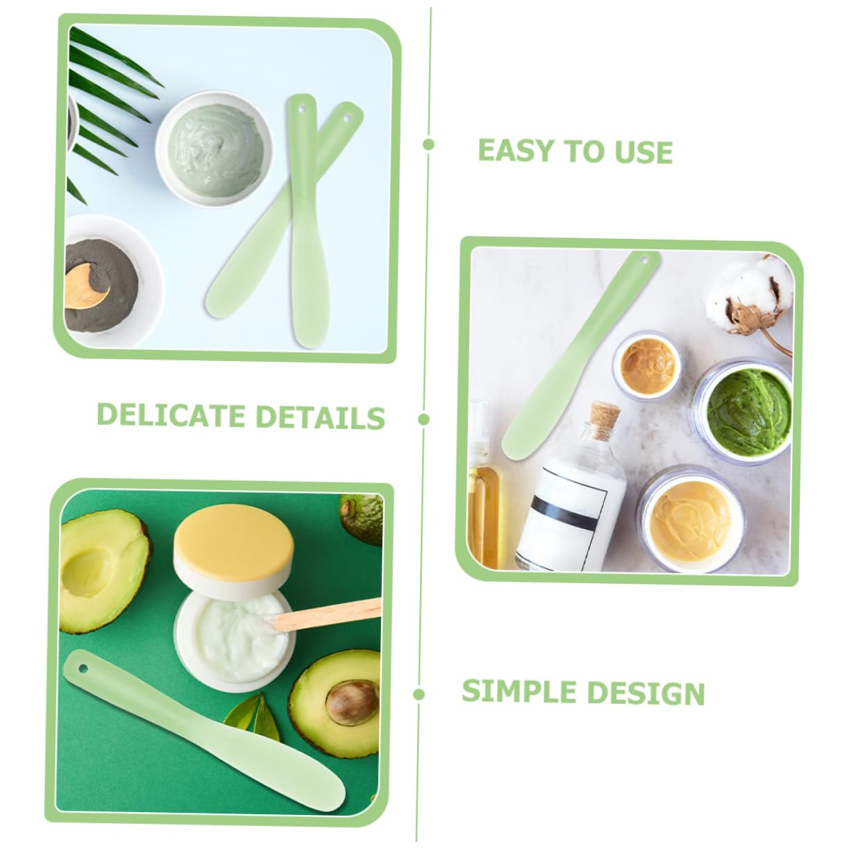 20pcs Reusable Green Makeup Spatula Set - Cosmetic Mixing Tool for Foundation, Lipstick & Cream Blending - Perfect for DIY Makeup, Salon & Professional Use